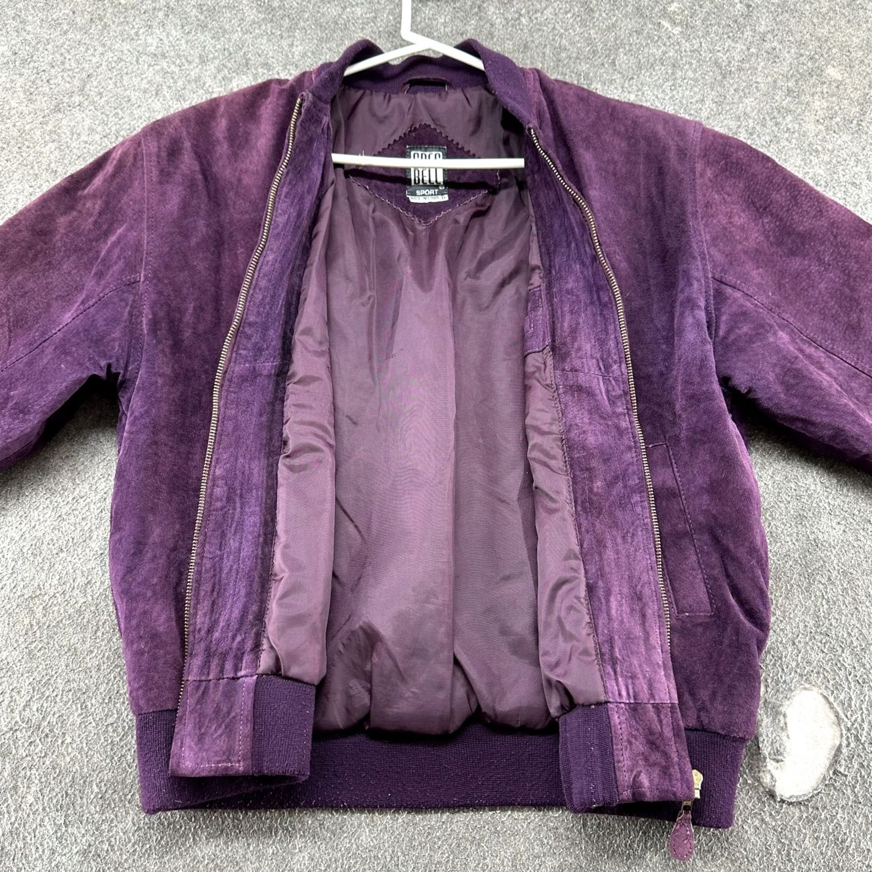 Bell VINTAGE Greg Bell Jacket Womens M Purple Bomber Leather Suede Solid 90s Women Zip Jacket Size M / US 6-8 / IT 42-44 - 2 Thumbnail