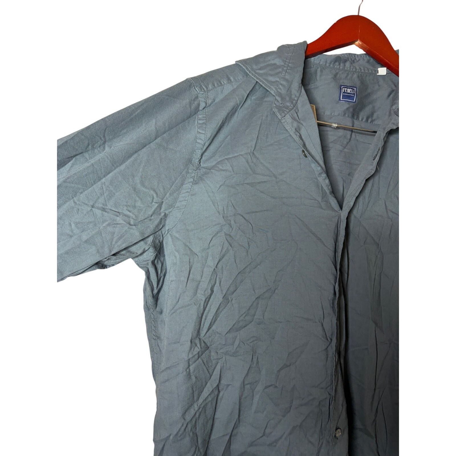 Fedeli Fedeli Blue Grey lightweight cotton button down shirt 16.5 Size US L / EU 52-54 / 3 - 4 Thumbnail
