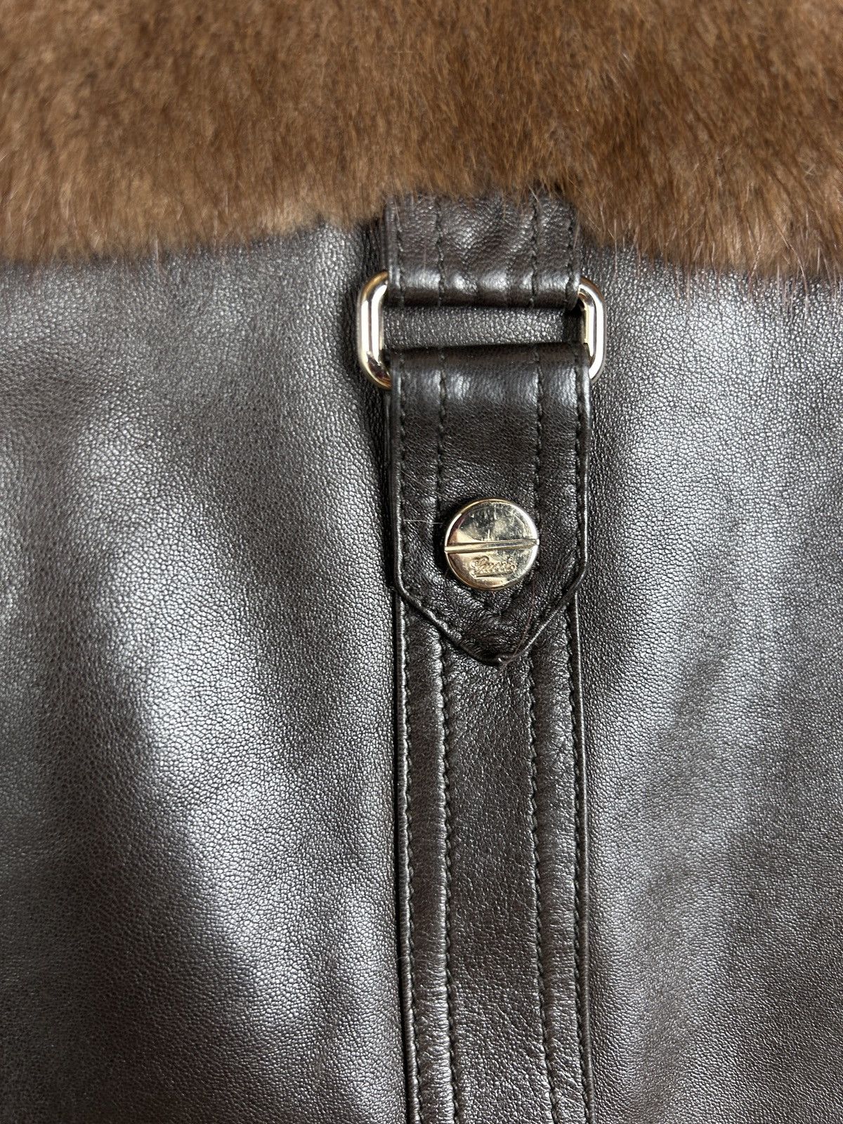 Gucci Gucci Tom Ford Brown Leather/Fur GG Leather Belt Jacket 40 Size S / US 4 / IT 40 - 11 Thumbnail