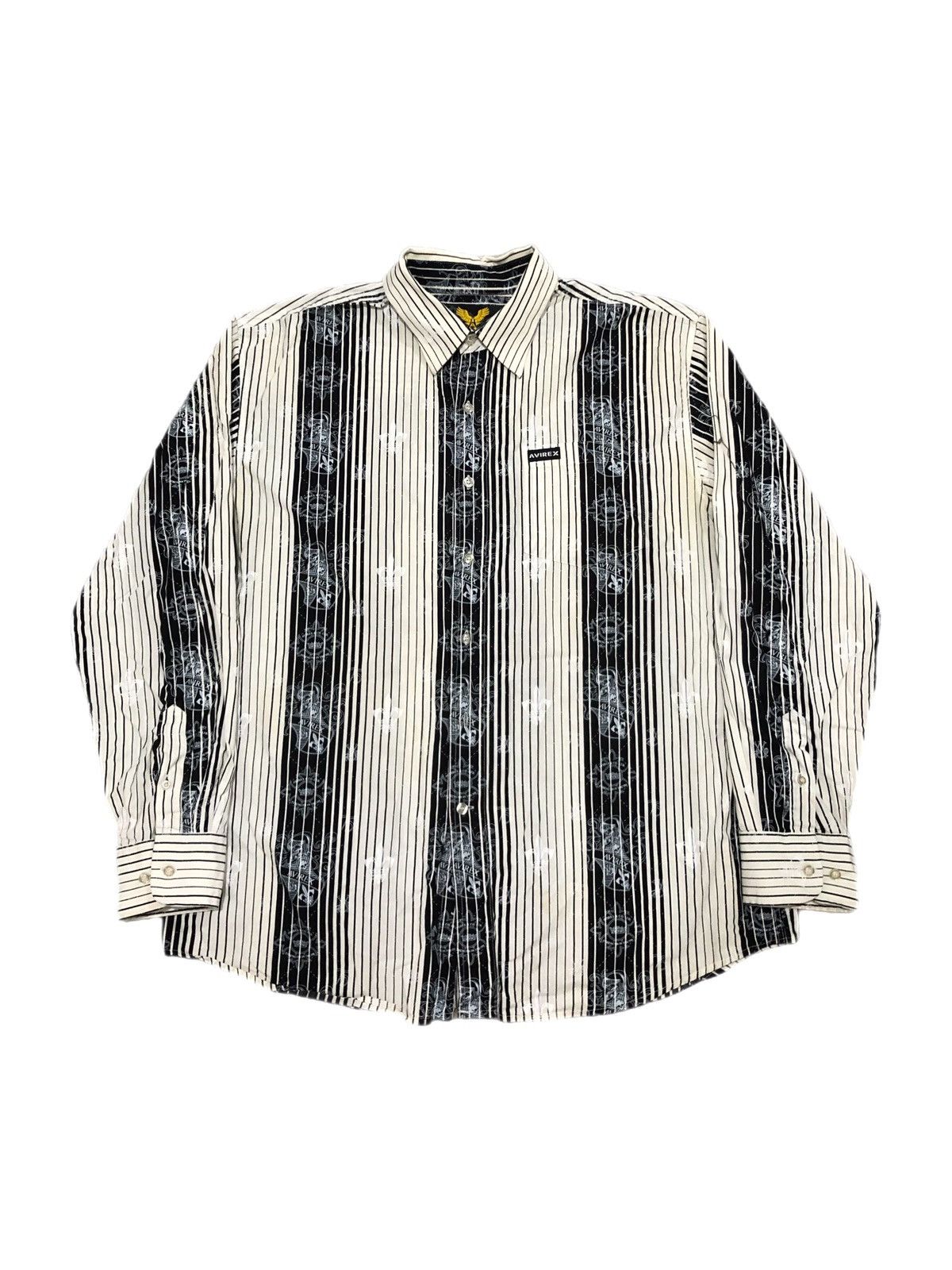 Avirex Vtg Y2K Avirex Striped Crest Button Up Size US XL / EU 56 / 4 - 1 Thumbnail