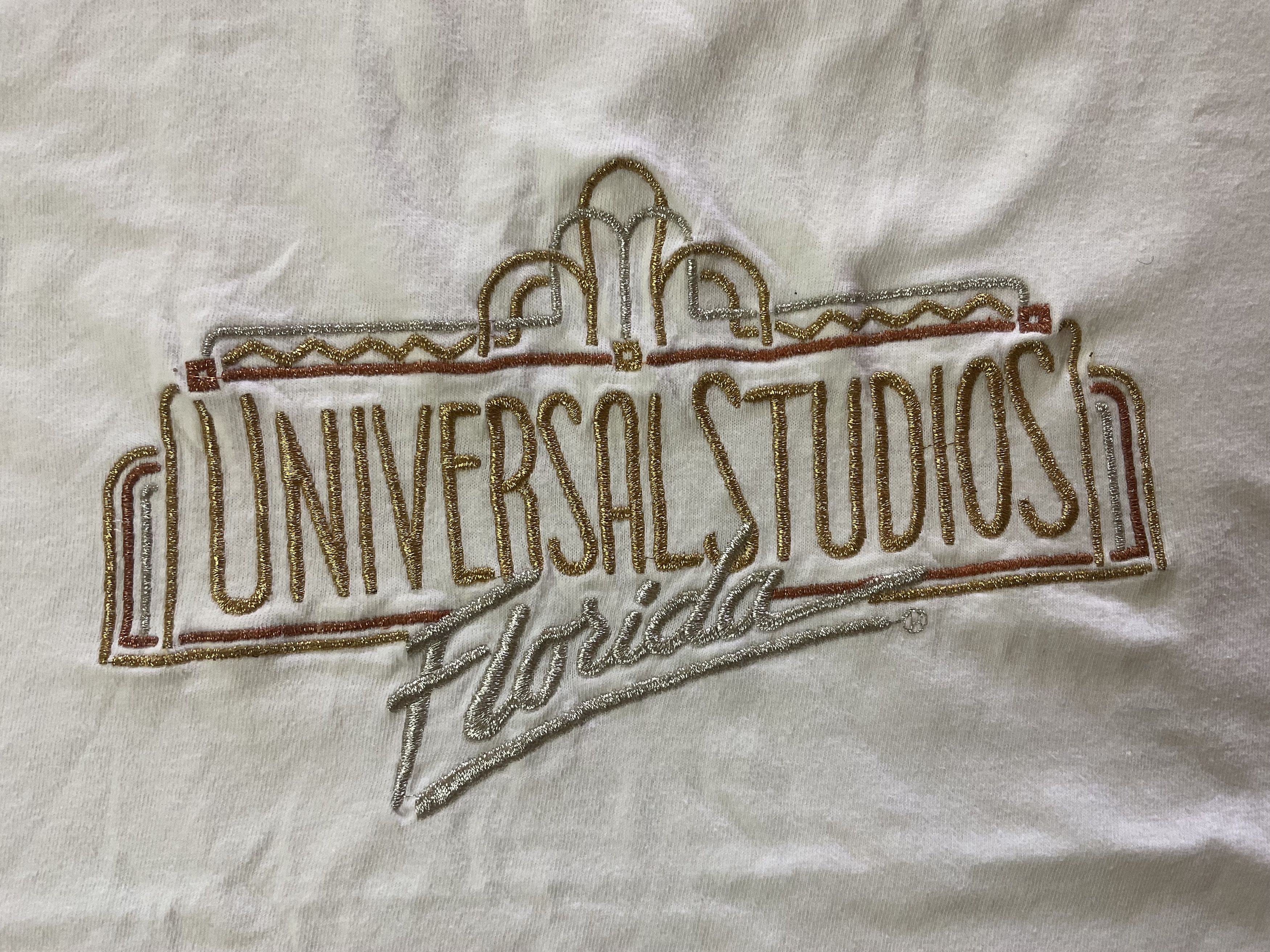 Vintage 90s Stitched Gold & Silver Universal Florida Tee Menswear