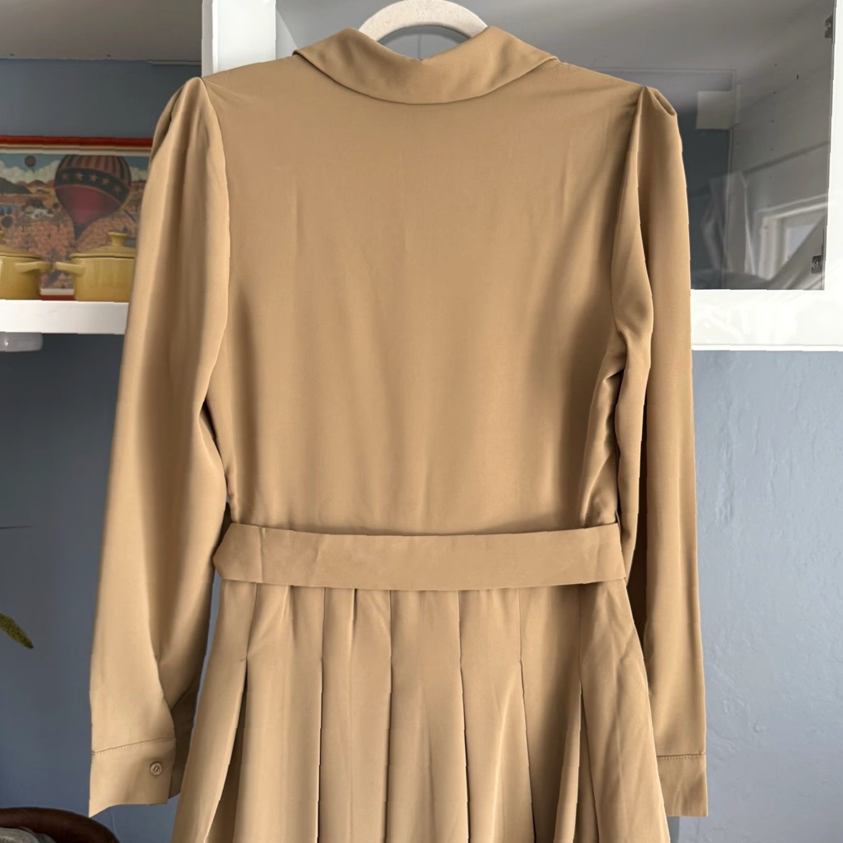 English Factory English Factory Dress Adult S Camel Pleated Collared Long Sleeve Midi Womens Size S / US 4 / IT 40 - 5 Thumbnail