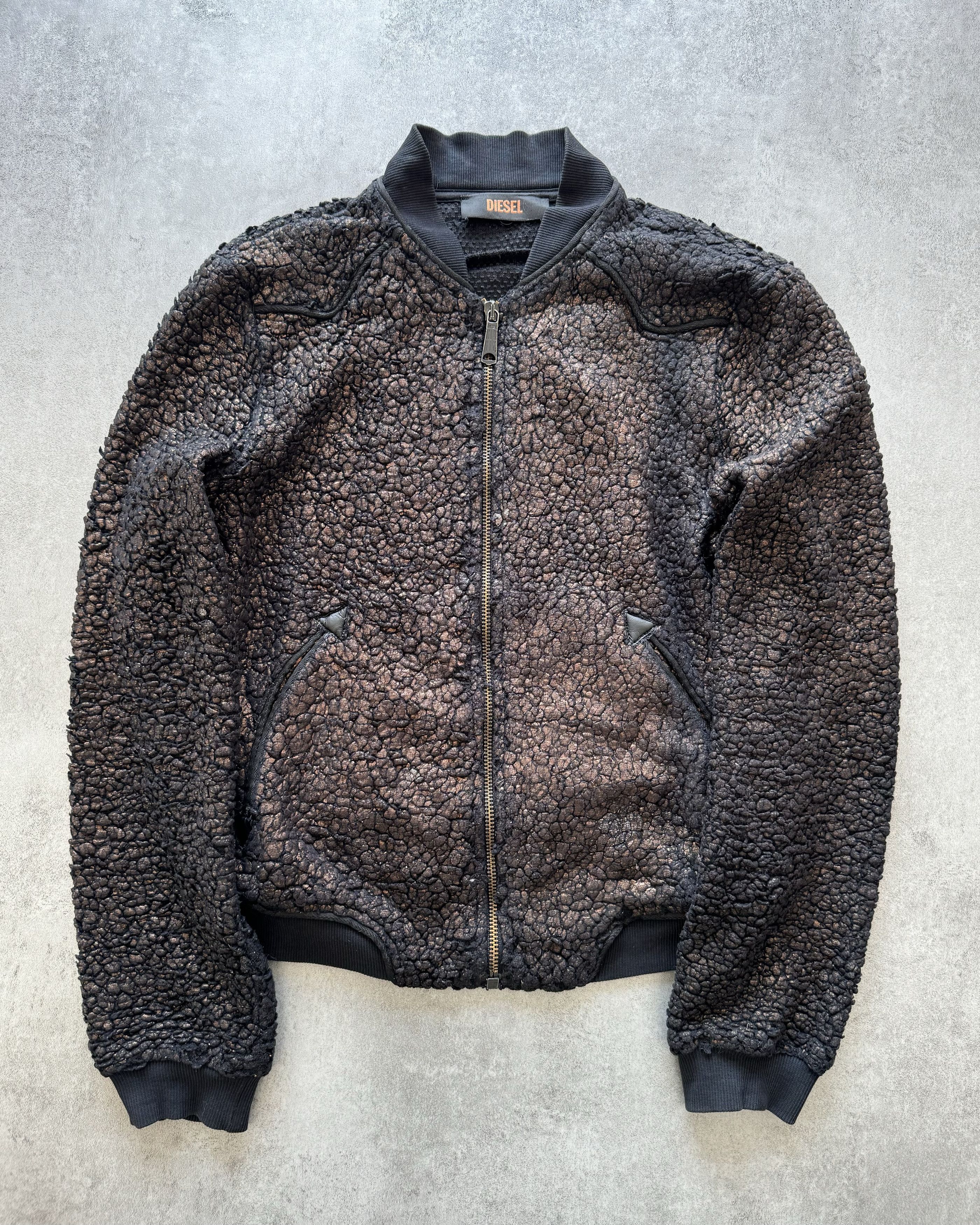 image of Archival Clothing x Diesel 2000S Diesel Relief Bronze Seisma Zip-Up in Brown, Women's (Size XS)