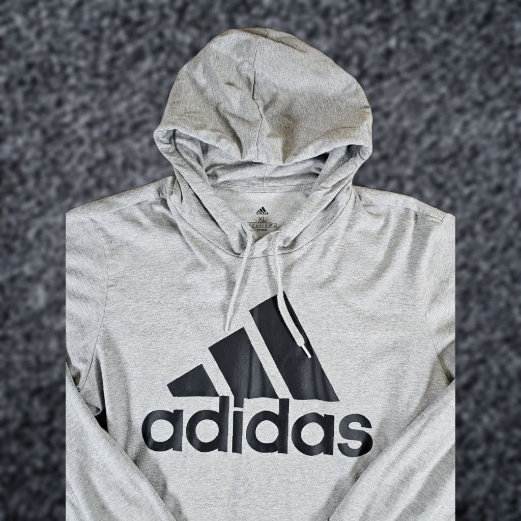 Adidas Adidas Signature Long Sleeve Hooded Jumper T-Shirt Mens XL Gray/Black Size US XL / EU 56 / 4 - 1 Thumbnail