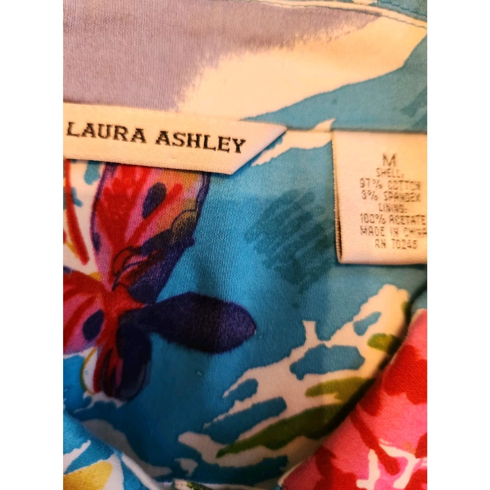 Laura Ashley Laura Ashley Jacket Multi-Color Tropical Floral Sequin Womens Medium All Seasons Casual Button Long Sleeve Cotton Blend Regular Fit » Size M / US 6-8 / IT 42-44 - 7 Thumbnail