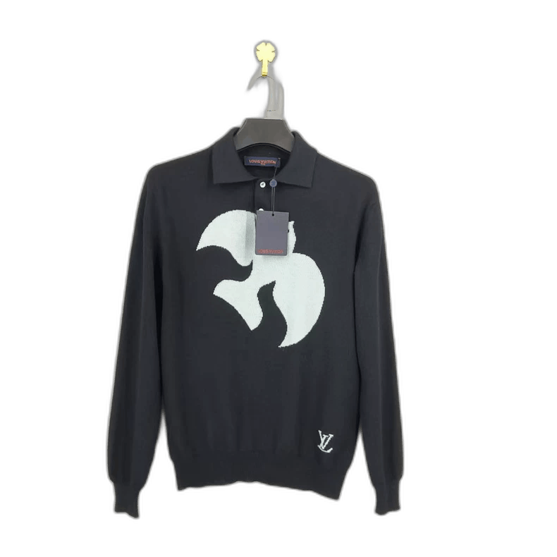 black louis vuitton dove print knit pullover-2507
