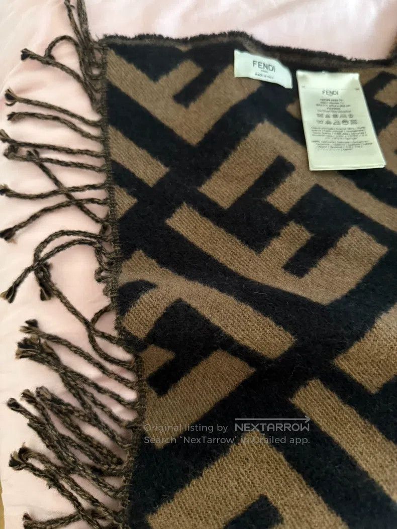 Fendi Fendi size 170*45 cm Brown and black FF floral cashmere sca Size ONE SIZE - 4 Thumbnail
