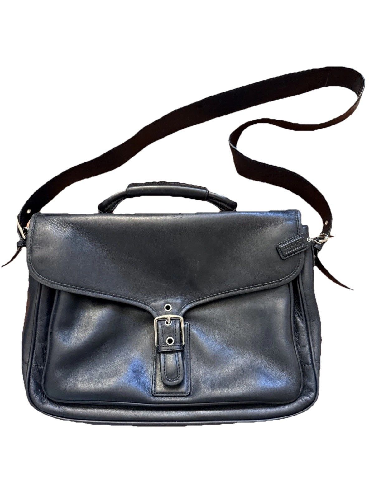 Coach Vtg Coach Logan BLK Leather Large Business Messenger Bag Size ONE SIZE - 4 Thumbnail