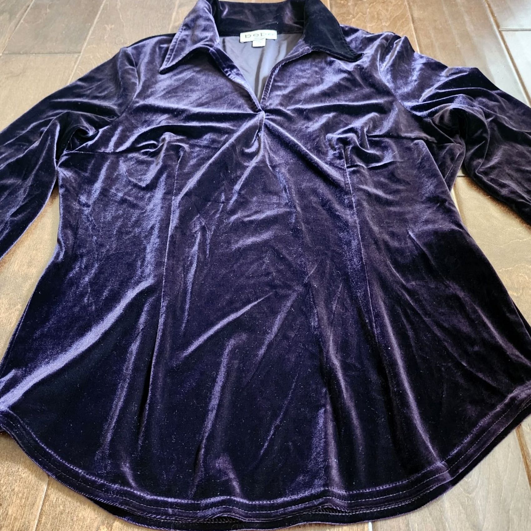 Bebe Bebe San Francisco Women's Velvet Purple Long Sleeve Blouse - Size L Size L / US 10 / IT 46 - 7 Thumbnail