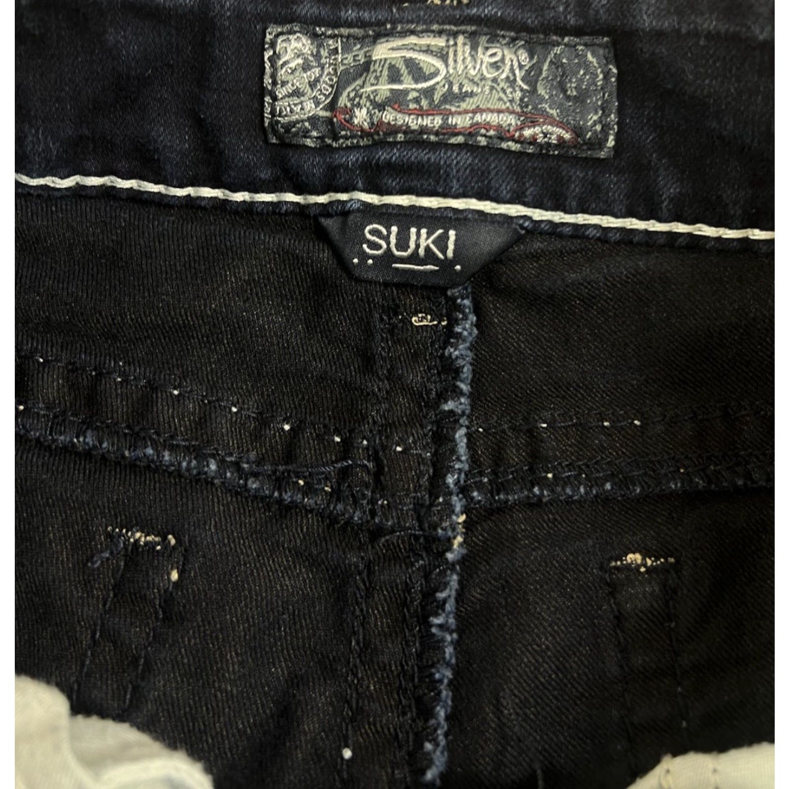 Silver Jeans Co. VINTAGE Women’s Silver Jeans Dark Denim Suki Mid Skinny Size 25 X 31” Women Jeans Skinny Silver Denim Embroidered Button Logo Silver Jeans Suki XS? Size 42" / US 20 - 6 Thumbnail
