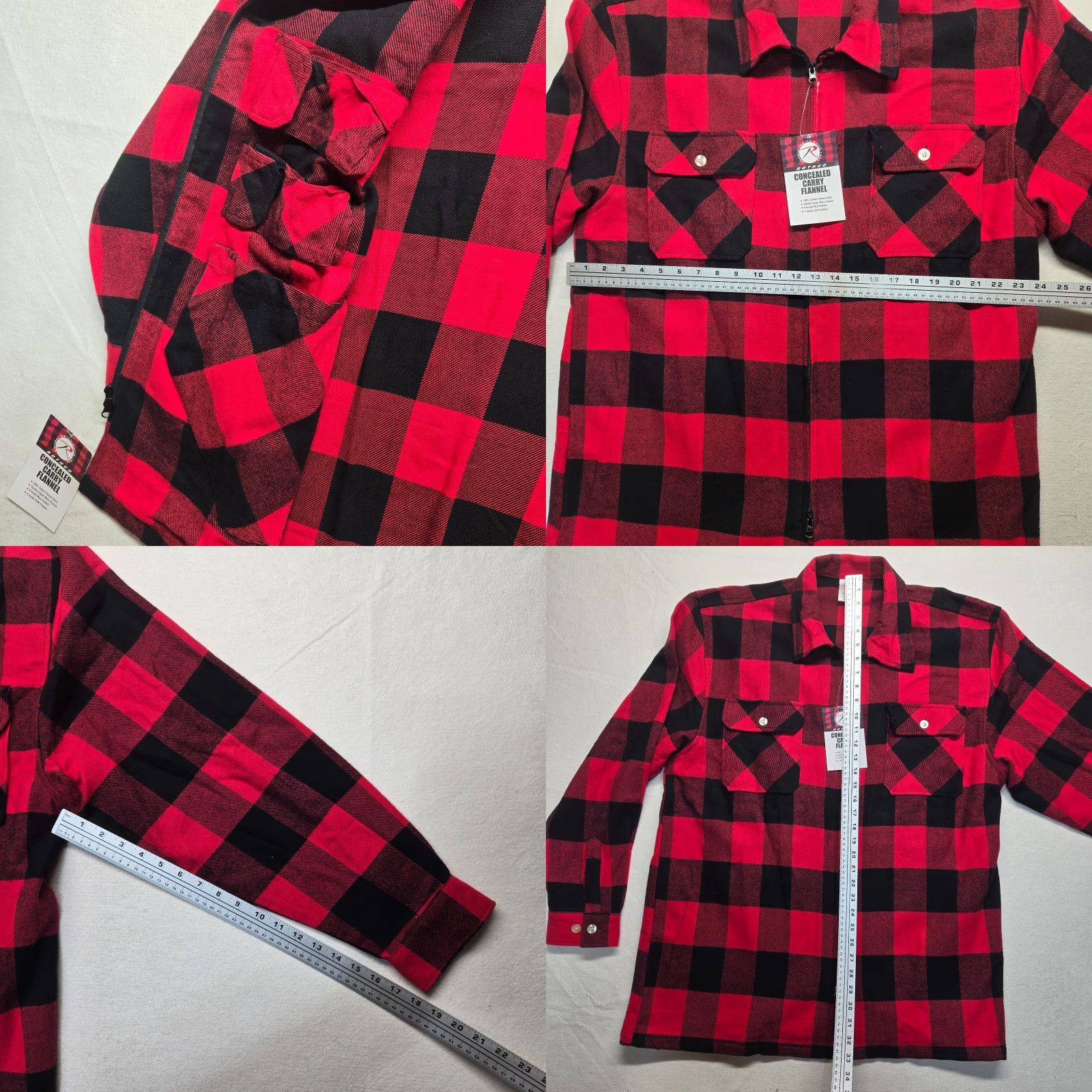 Rothco Rothco Concealed Carry Red Flannel Zip Shirt Buffalo Plaid 2X Big & Tall Jacket Army Pattern Size US XXL / EU 58 / 5 - 8 Thumbnail