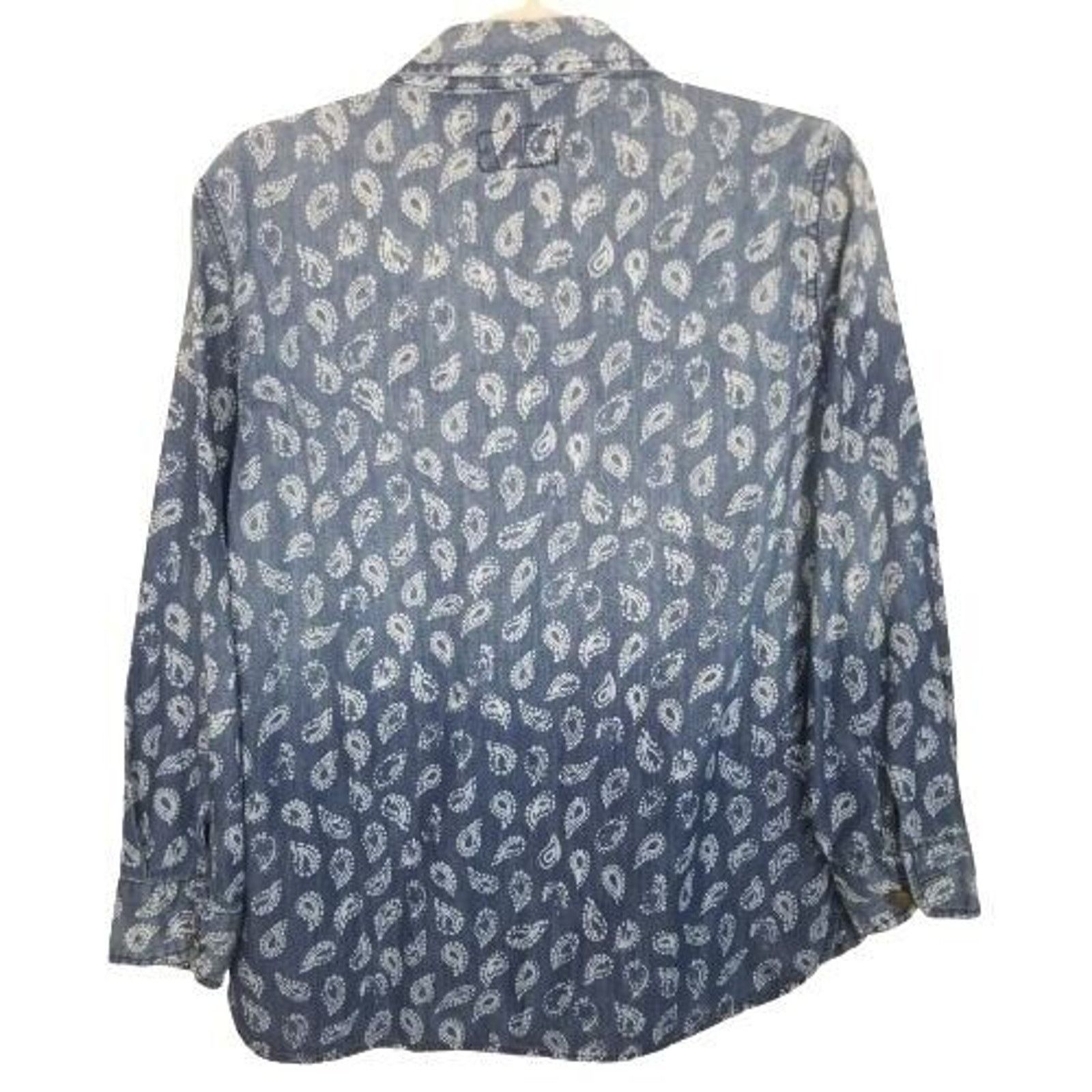 Current/Elliot Current Elliot Womens Paisley Denim Shirt 2 Western Cowgirl Size XS / US 0-2 / IT 36-38 - 8 Thumbnail