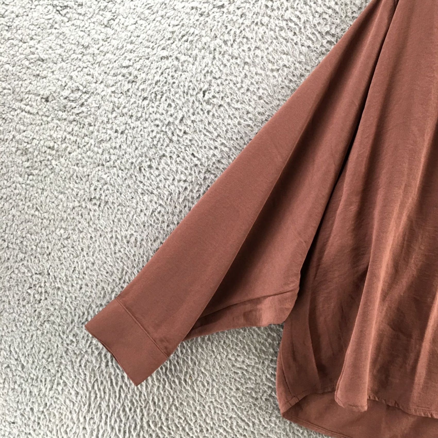 Vintage Maurices Blouse Top Womens L Brown Polyester Long Sleeve V-Neck Pullover NEW Size L / US 10 / IT 46 - 4 Thumbnail