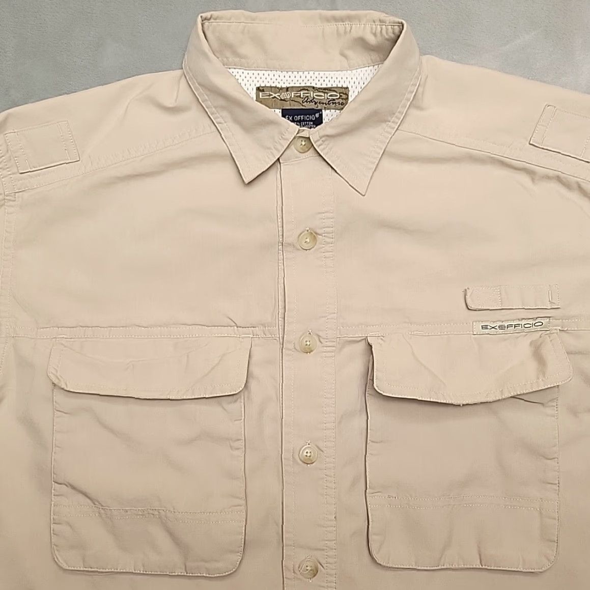 ExOfficio VINTAGE ExOfficio Shirt Men L Khaki Vented Cotton Blend Lightweight Fishing Outdoors Size US L / EU 52-54 / 3 - 2 Thumbnail
