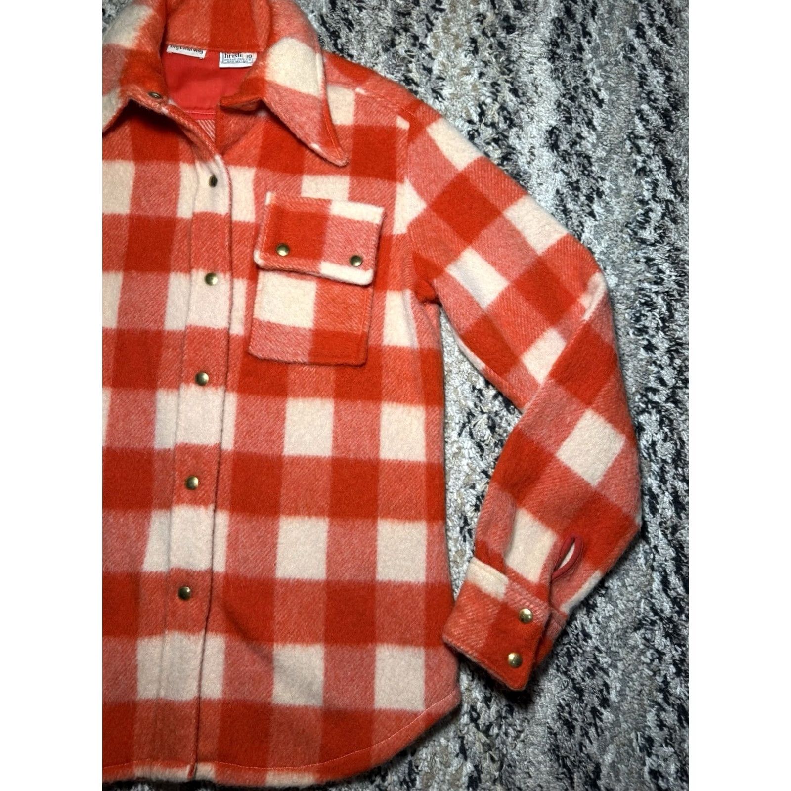 Vintage VINTAGE 60s 70s Flannel Red Checkered Buffalo Plaid Shacket Size 10 Wool Mohair Kristin International Shirt Mens Size L / US 10 / IT 46 - 2 Thumbnail