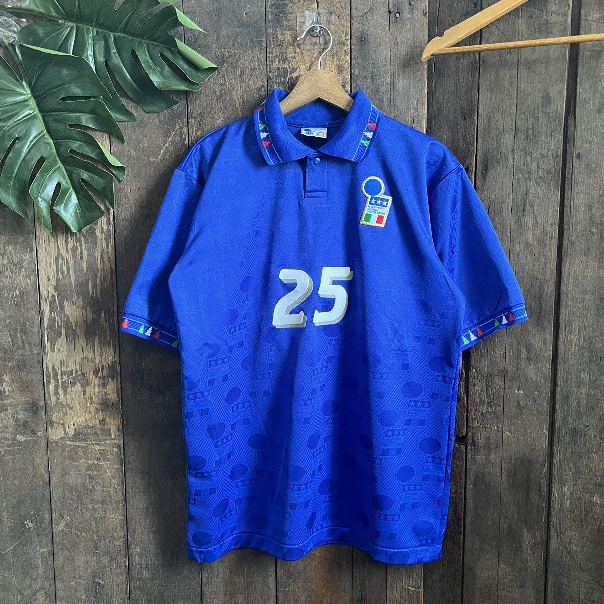 image of Vintage Italy 1992 Home Diadora Player Issue Jersey in Blue, Men's (Size Medium)