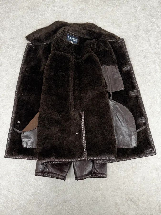 Armani Armani Brown Shearling Collar Faux Leather Buttoned Jacket Size US L / EU 52-54 / 3 - 7 Thumbnail