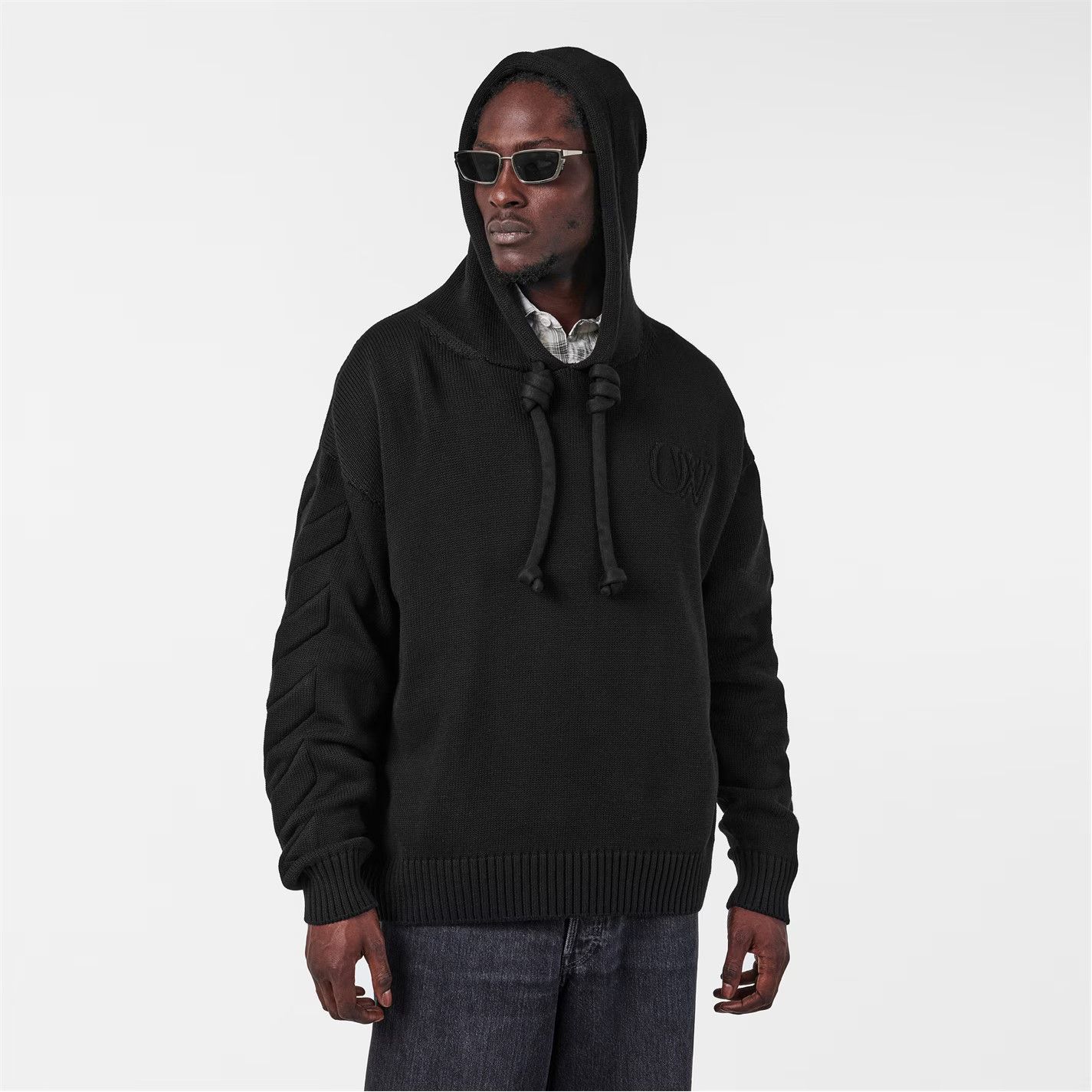 Off-White o1g2r1mq0226 Graphic Knitted Hoodie In Black Size US XL / EU 56 / 4 - 3 Thumbnail
