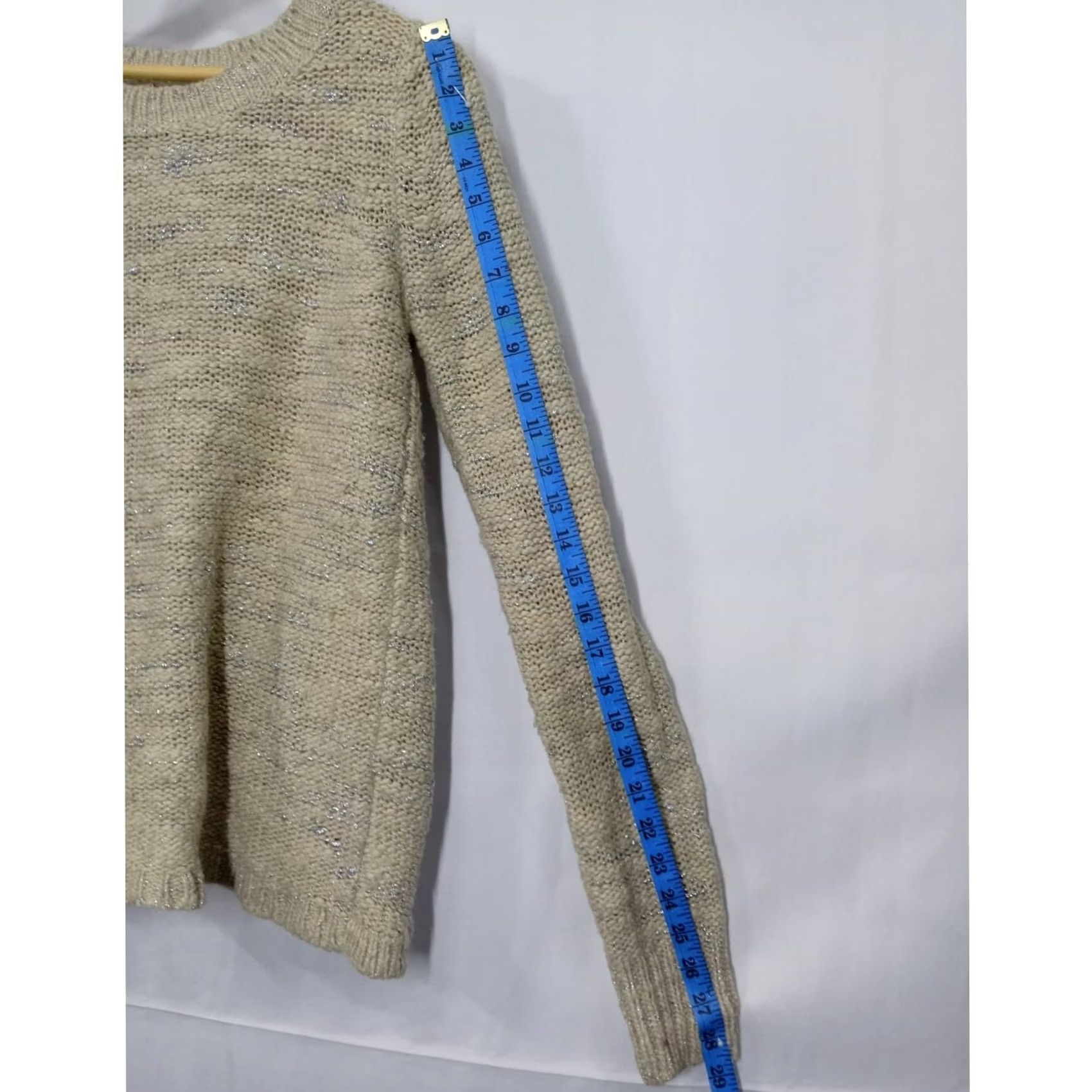 Banana Republic Banana Republic Sweater Beige Metallic Italian Yarn Open Back Crew Neck Long Sleeve Casual Lightweight Regular Fit Women XS Size XS / US 0-2 / IT 36-38 - 5 Thumbnail