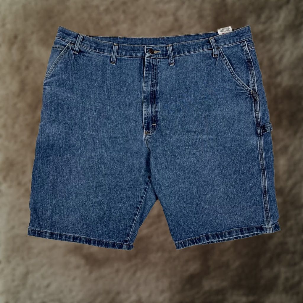 Wrangler Wrangler Cargo Shorts Mens 44 Blue Denim Relaxed Fit Carpenter Workwear Utility Shorts Casual Wide Pockets Denim 10in Inseam Regular Size 44 Mens Size US 44 / EU 60 - 1 Thumbnail