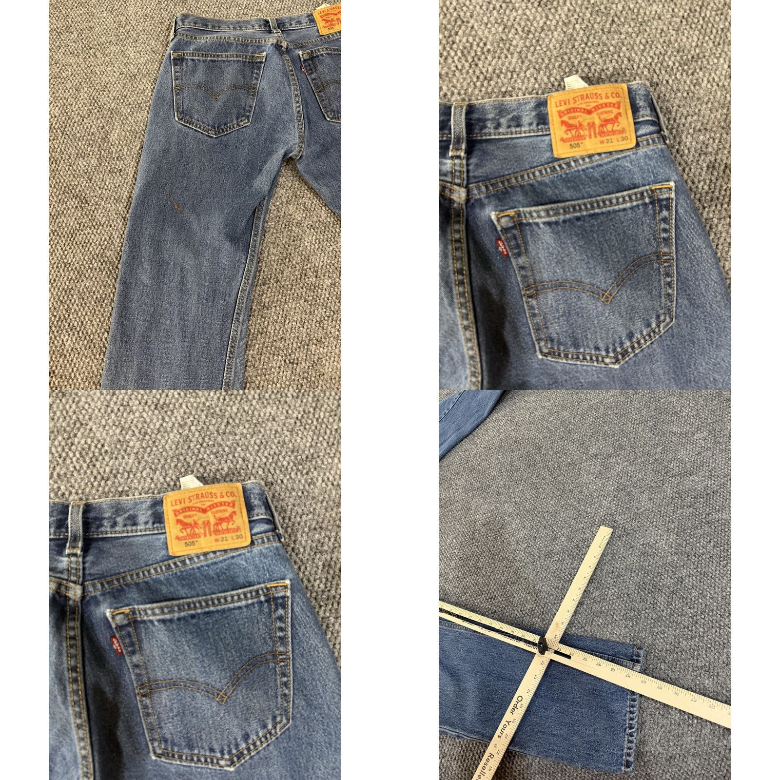 Levi's Levi's 505 Jeans Mens 31x30 Blue Regular Fit Straight Leg Denim Pants Medium Wash Pants Straight Leg Jeans Mens 31x30 Denim Blue Levi's 505 Mens Size US 31 - 8 Thumbnail