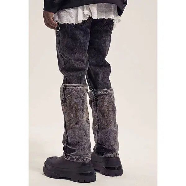 Vintage VIBE Street Splash Inked Washed Old Ripped Baggy Jeans Size US 32 / EU 48 - 2 Thumbnail