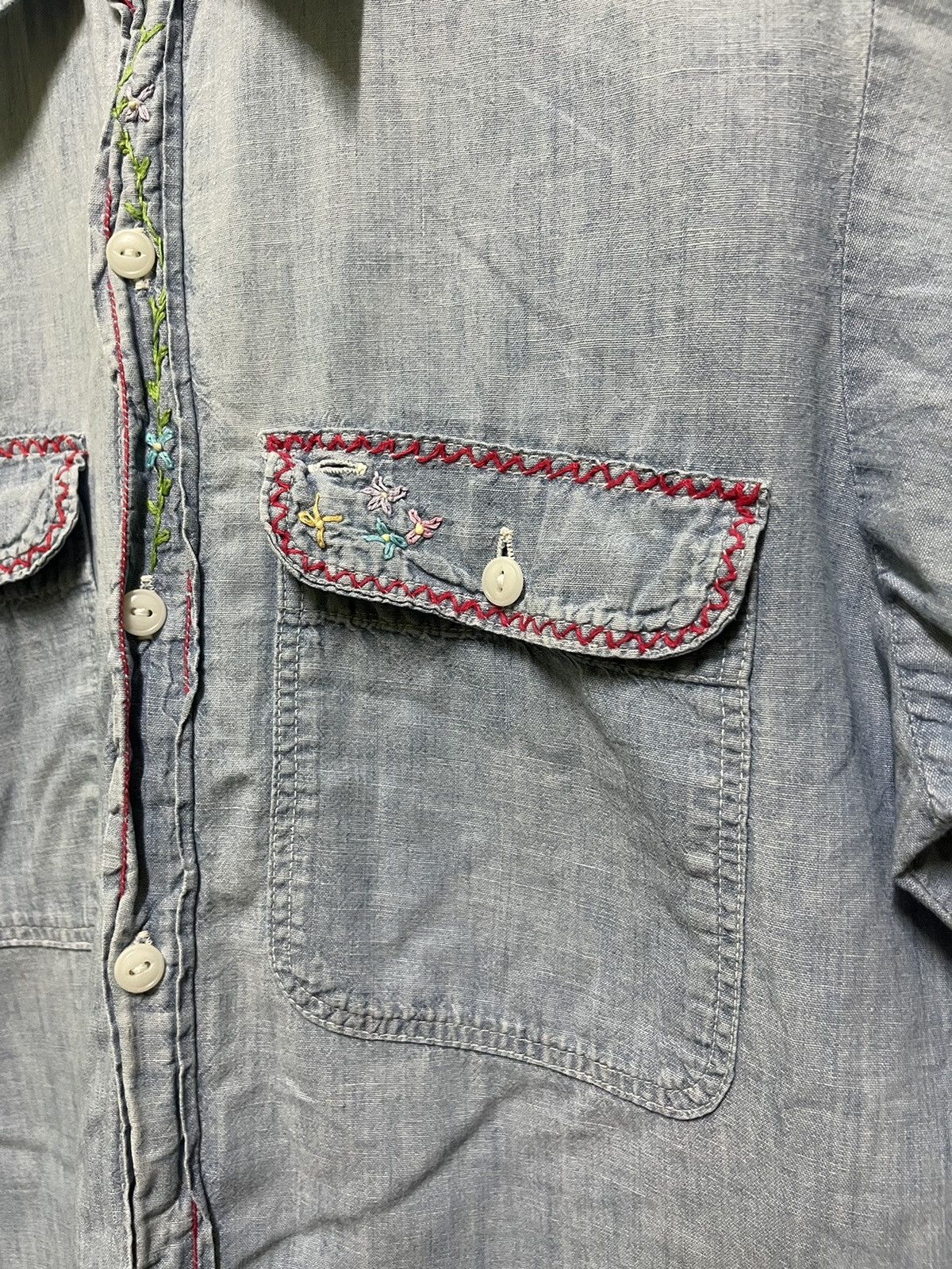 Big Mac Big Mac Chambray Embroidery Shirt Size M / US 6-8 / IT 42-44 - 7 Thumbnail