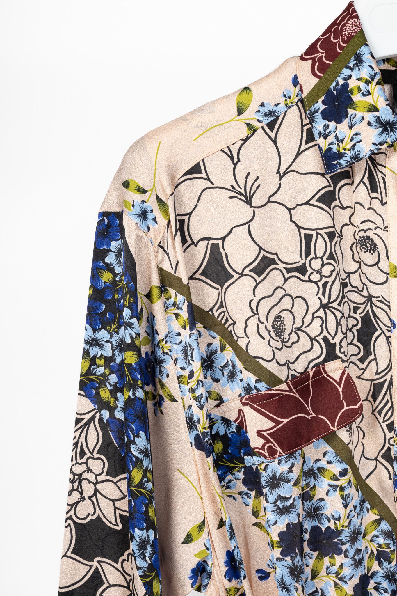 SMYTHE Smythe Multi Scarf Floral Print Belted Satin Shirt Dress Size XS / US 0-2 / IT 36-38 - 5 Thumbnail