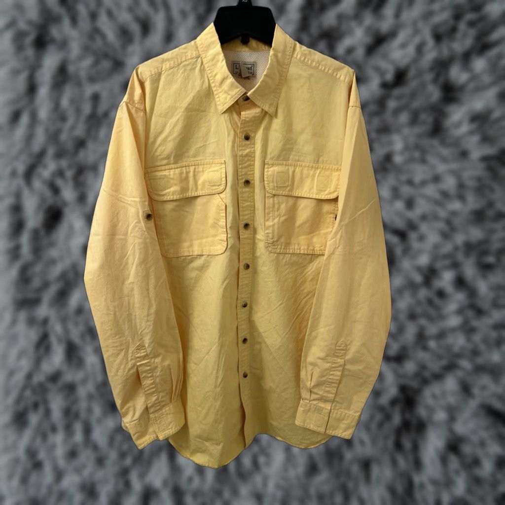 Vintage LL Bean Shirt Mens Large Yellow Button-Down Long Sleeve Pockets Breathable Fishing 261593 Size US L / EU 52-54 / 3 - 1 Thumbnail