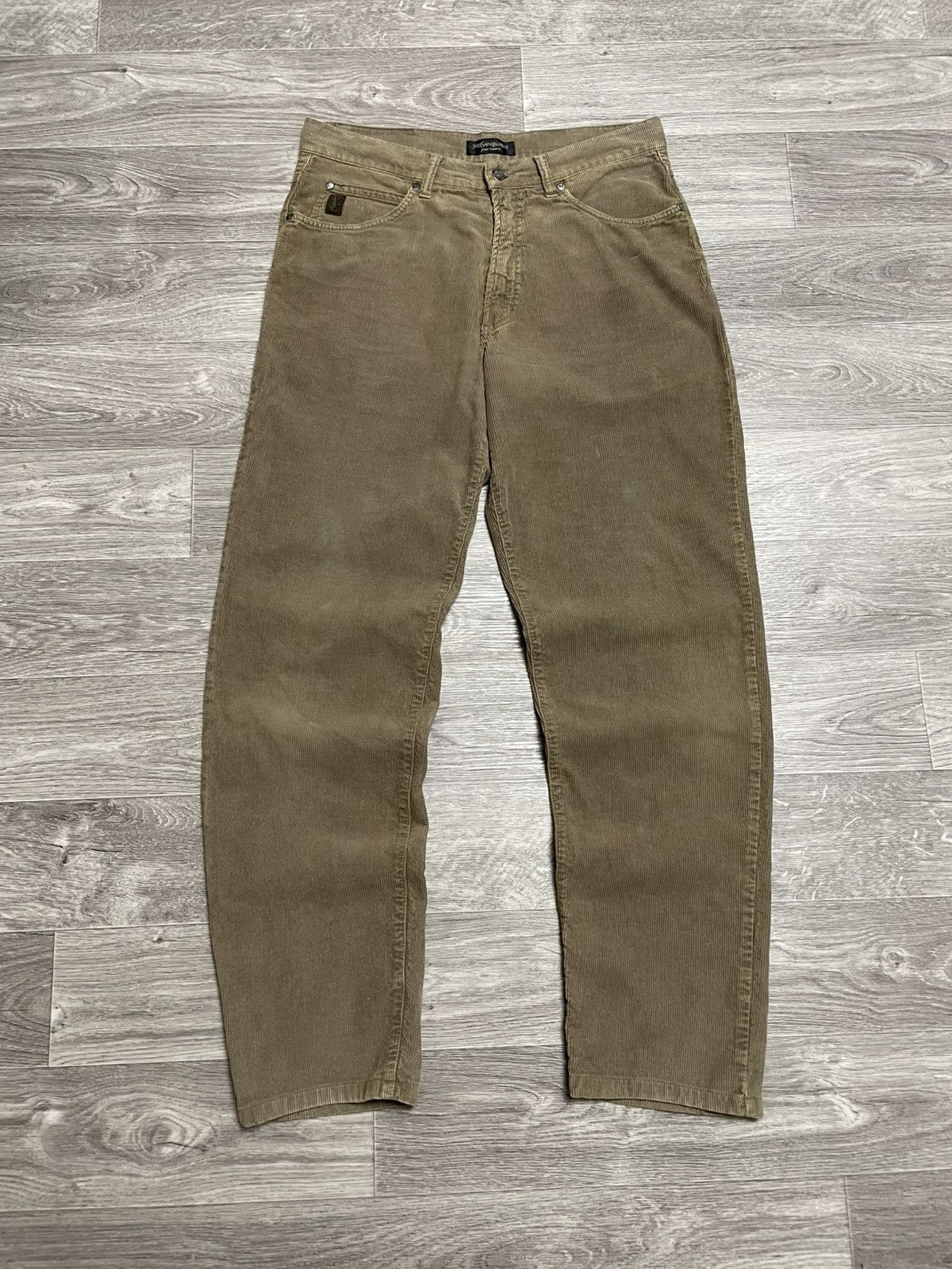 Vintage Yves Saint Laurent YSL Baige Corduroy Velvet Pants