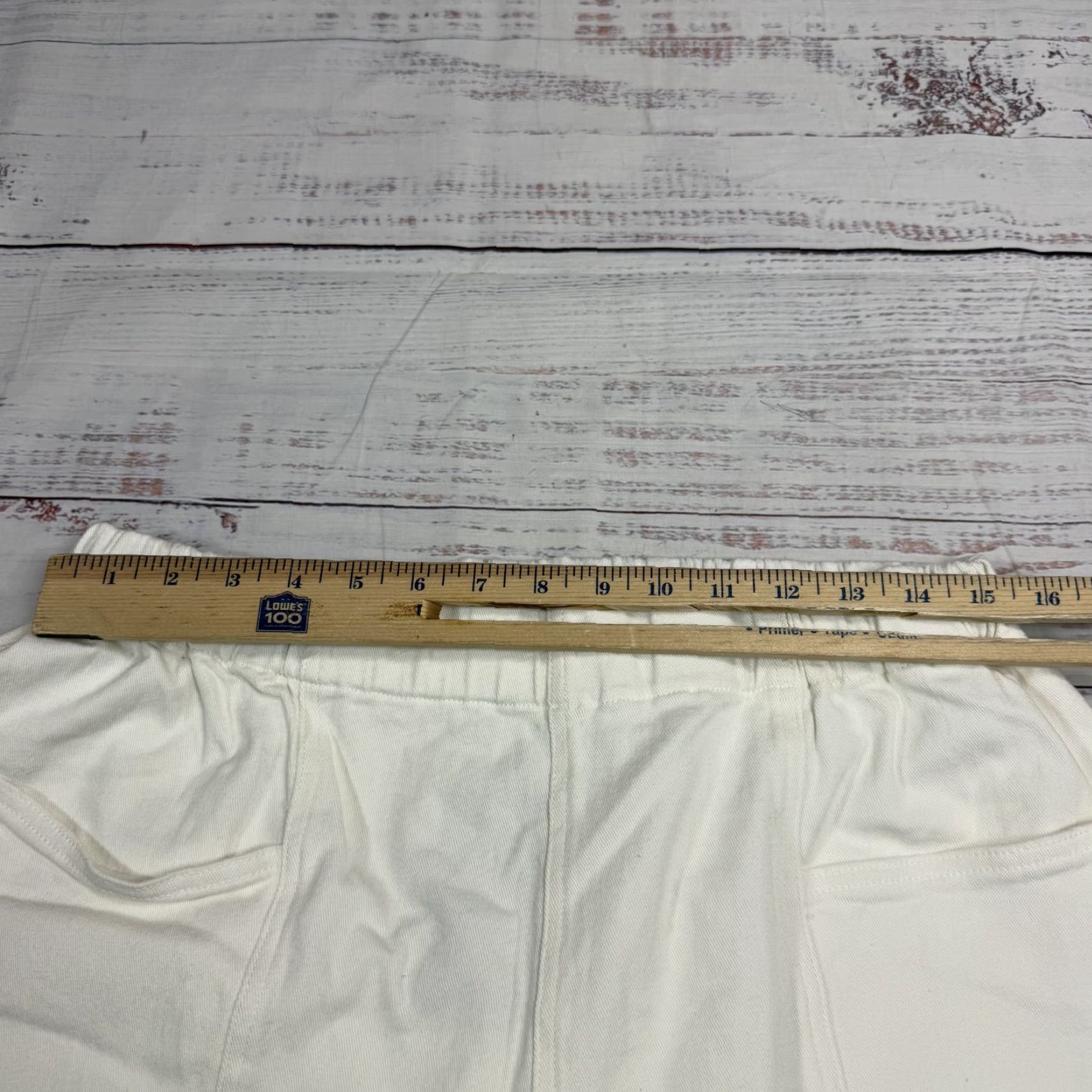 Vintage Fuinloth Womens White Pull On Shorts Elastic Waist Drawstring Cotton 2XL New Size 40" / US 18 - 2 Thumbnail