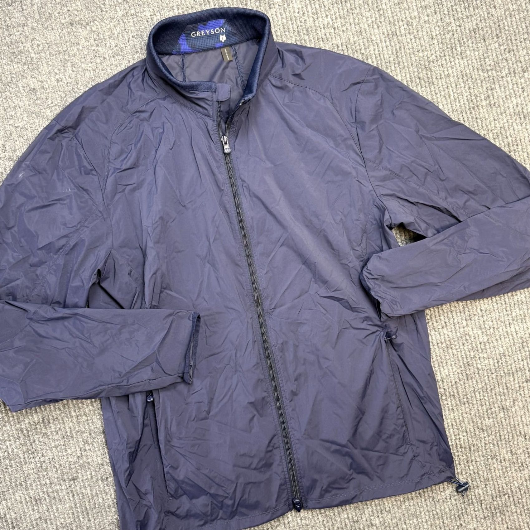 Vintage Greyson Jacket Men L Navy Blue Lightweight Windproof Packable Windbreaker Pockets Zip Regular Short Sleeve Stl N/A Size US L / EU 52-54 / 3 - 2 Thumbnail