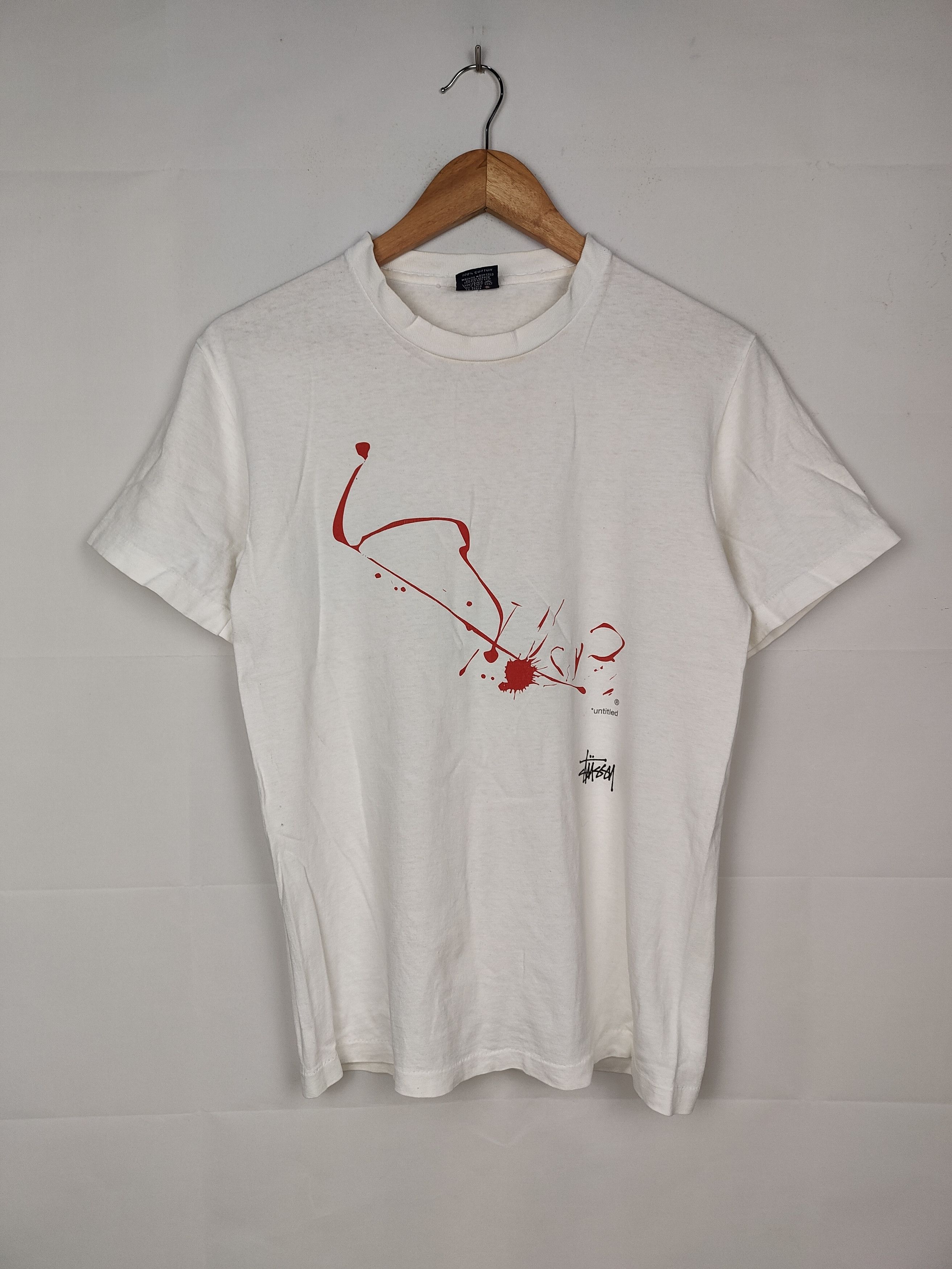 Stussy × Vintage Vintage 90s Stussy Untitled Drip Technique Shirt Size US S / EU 44-46 / 1 - 1 Thumbnail