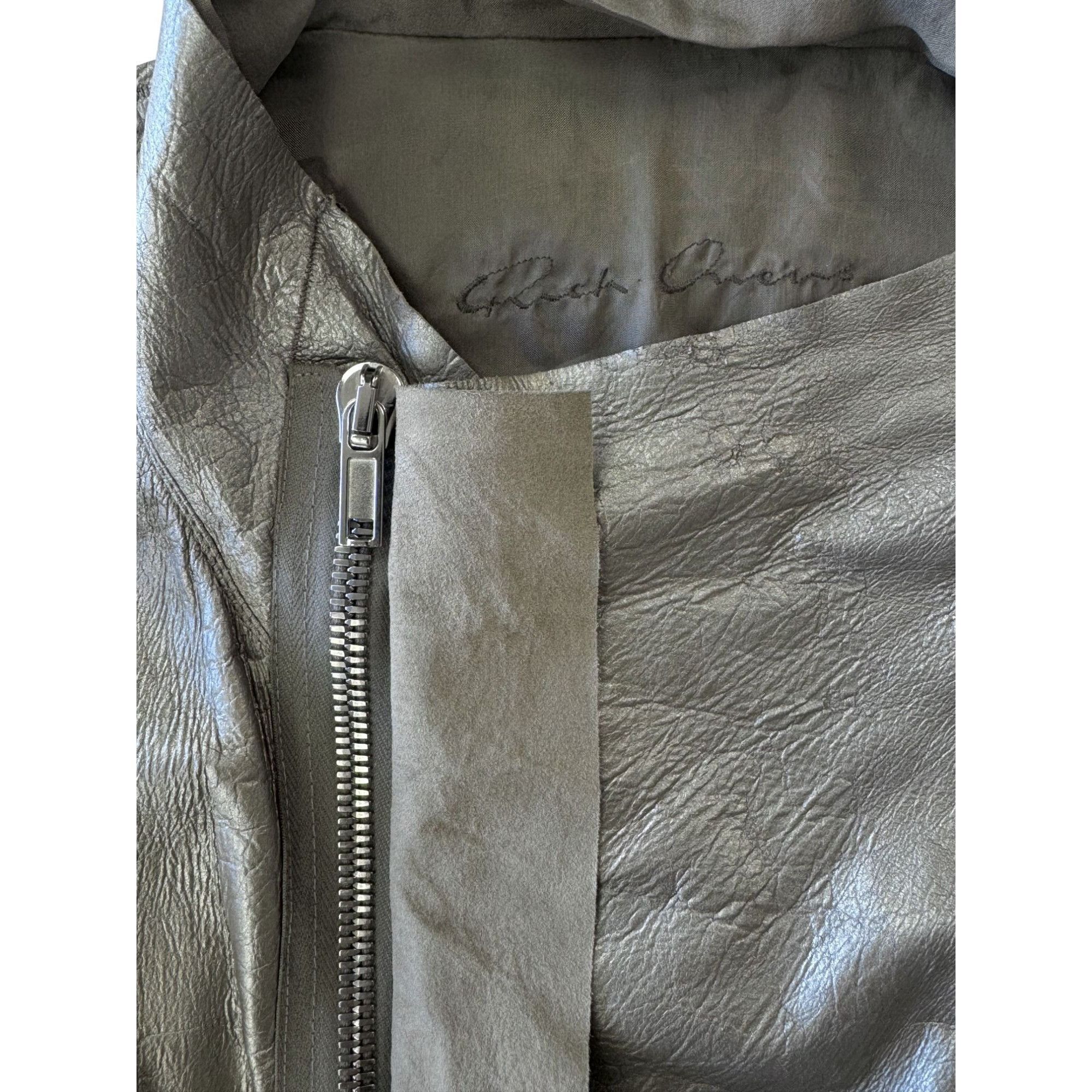 Rick Owens Rick Owens S/S18 'DIRT' Warm Silver Cowl Neck Biker Jacket Size XS / US 0-2 / IT 36-38 - 5 Thumbnail