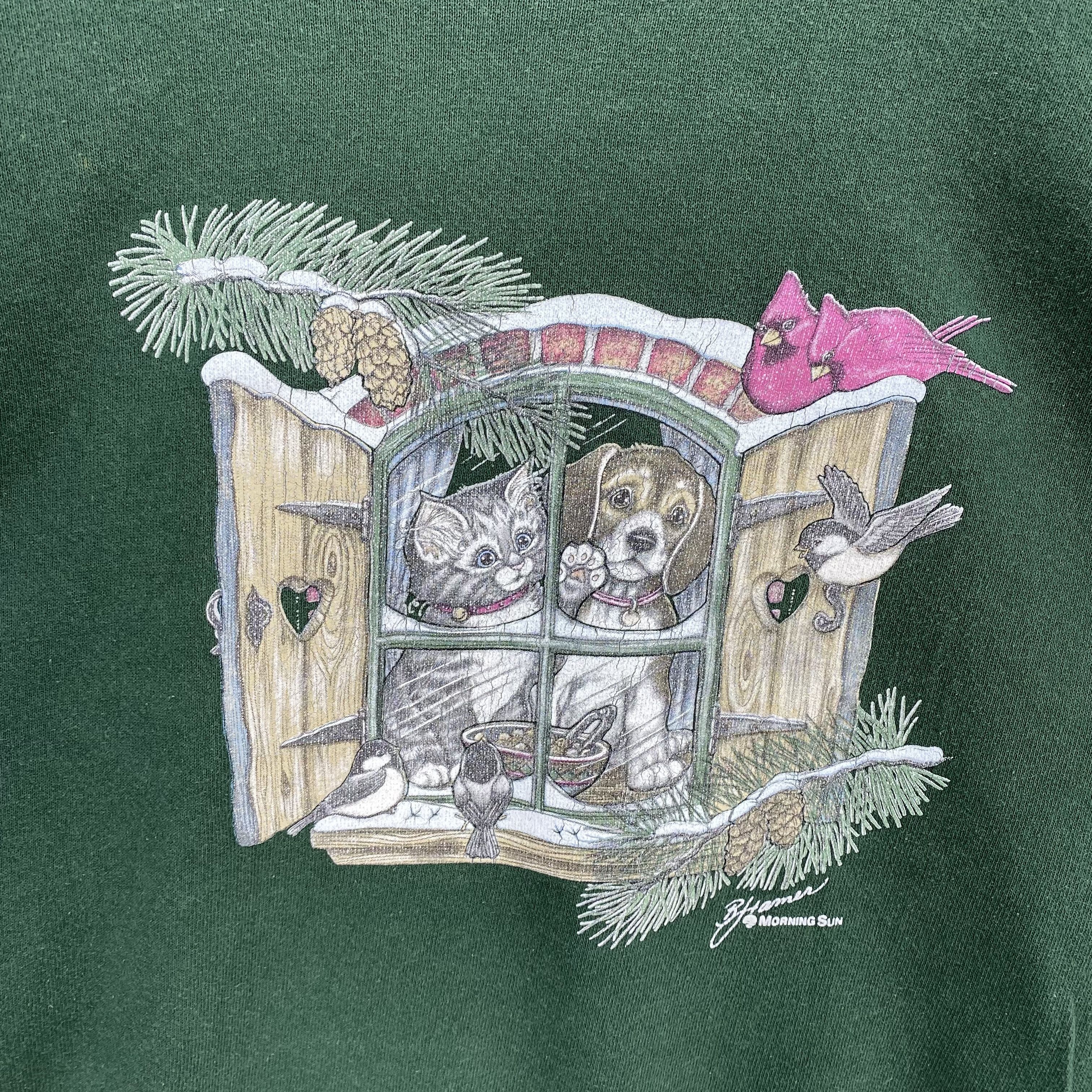 Vintage Vintage 90s Morning Sun Christmas Sweatshirt Novelty Dog Size US L / EU 52-54 / 3 - 3 Thumbnail