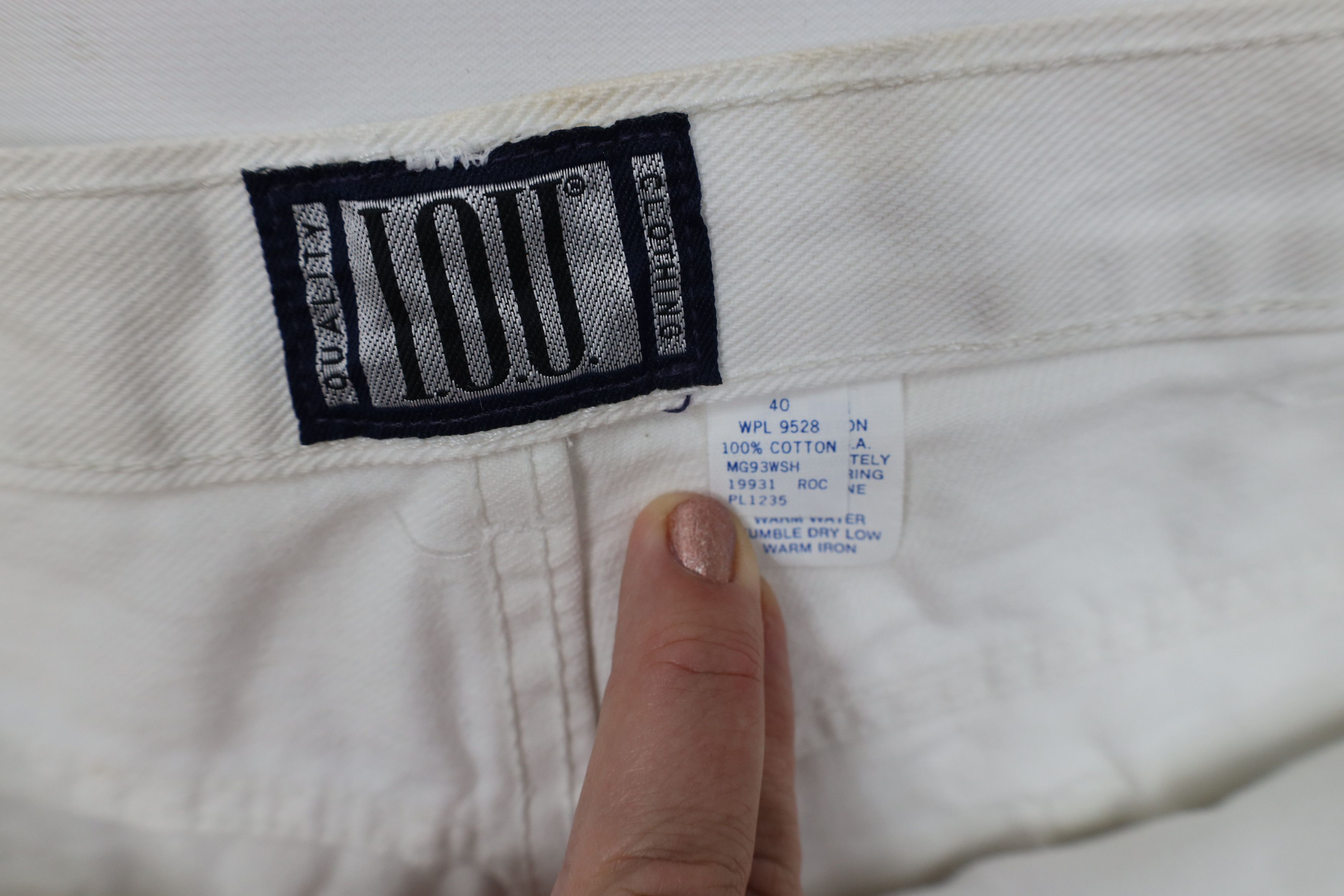 Vintage Deadstock Vintage 90s IOU Fit Denim Jean Shorts White Size US 40 / EU 56 - 9 Thumbnail