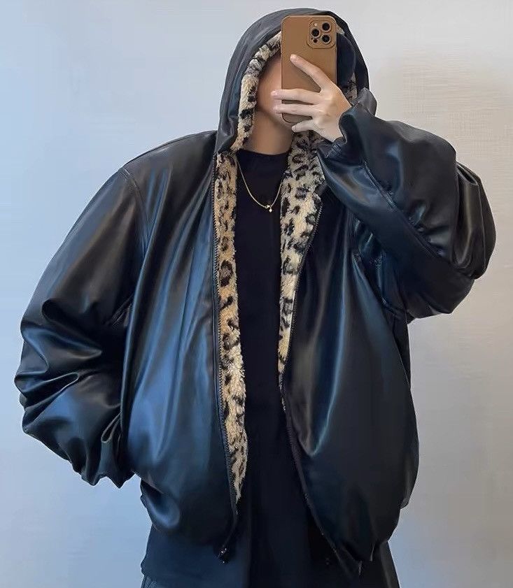 Japanese Brand × Vintage Premium punk reversible faux leather leopard hooded jacket Size US XXL / EU 58 / 5 - 1 Thumbnail