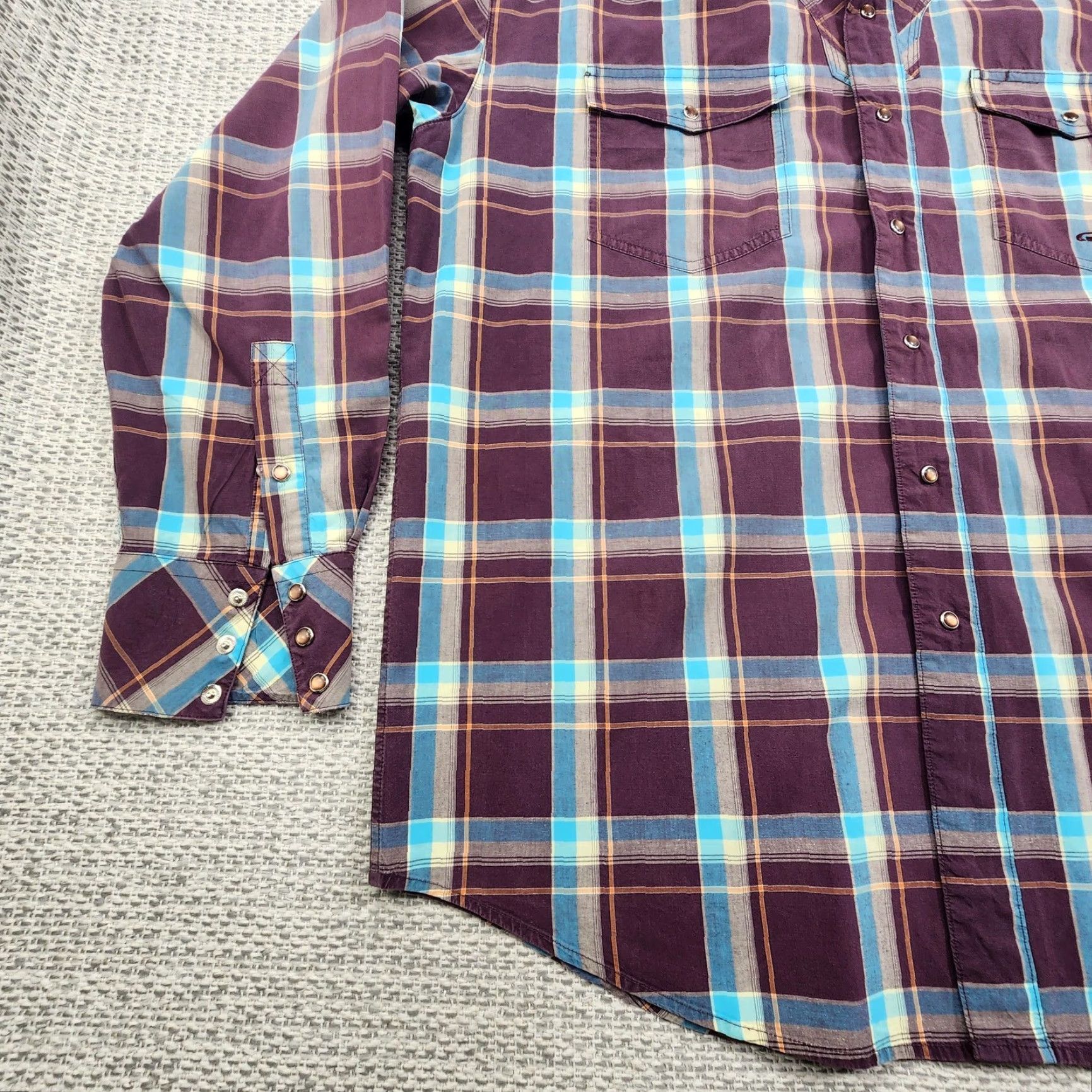 Roper Roper Shirt Mens Large Purple Blue Plaid Western Pearl Snap Rodeo Cowboy Shirt Size US L / EU 52-54 / 3 - 3 Thumbnail