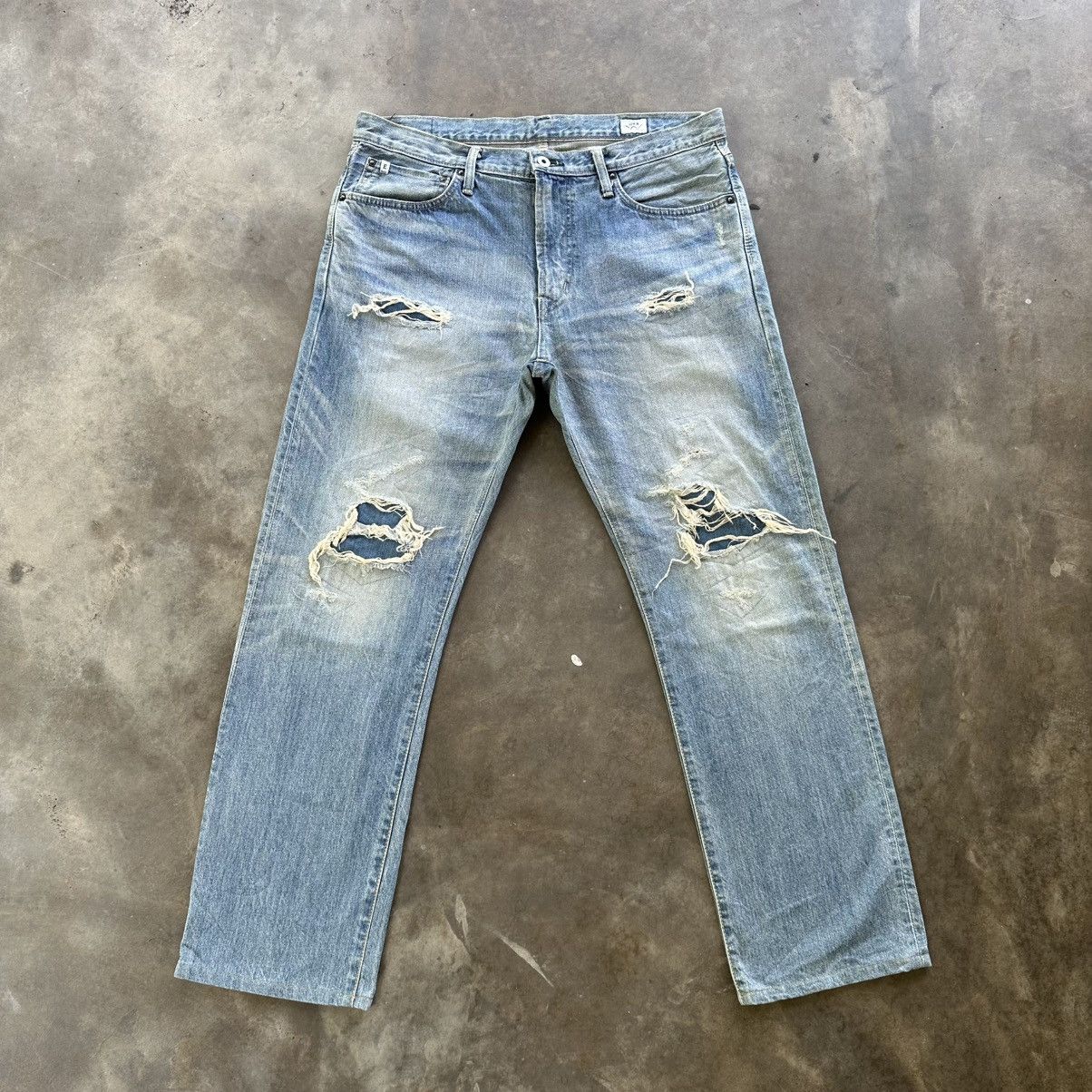 Japanese Brand Vintage Edwin Distressed Faded Denim Jean Pant W37 Size US 37 - 1 Thumbnail