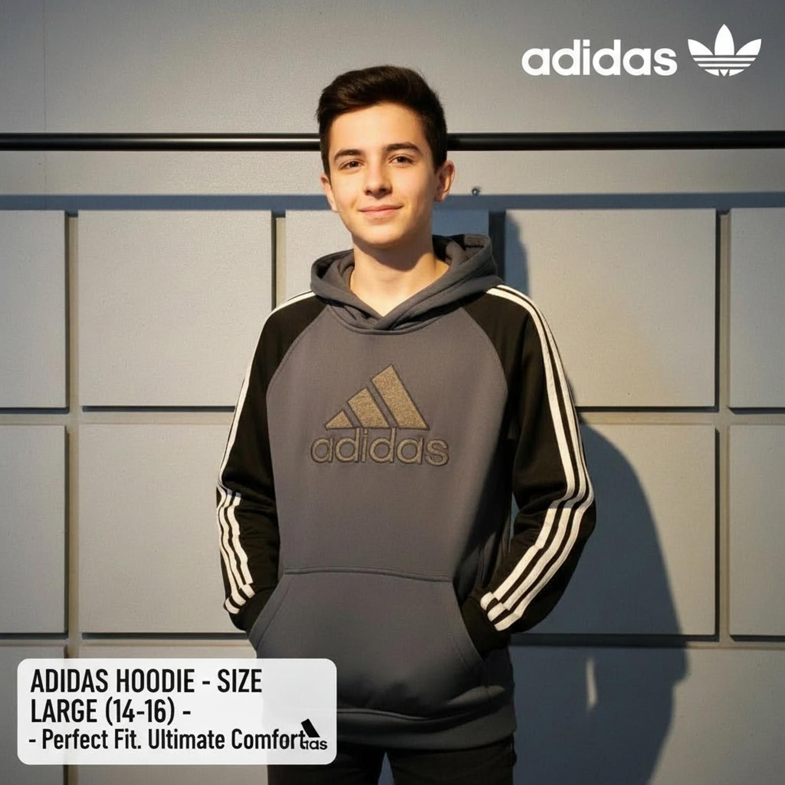 Adidas Adidas Boys' Large Hoodie (Size 14-16) Size US L / EU 52-54 / 3 - 1 Thumbnail