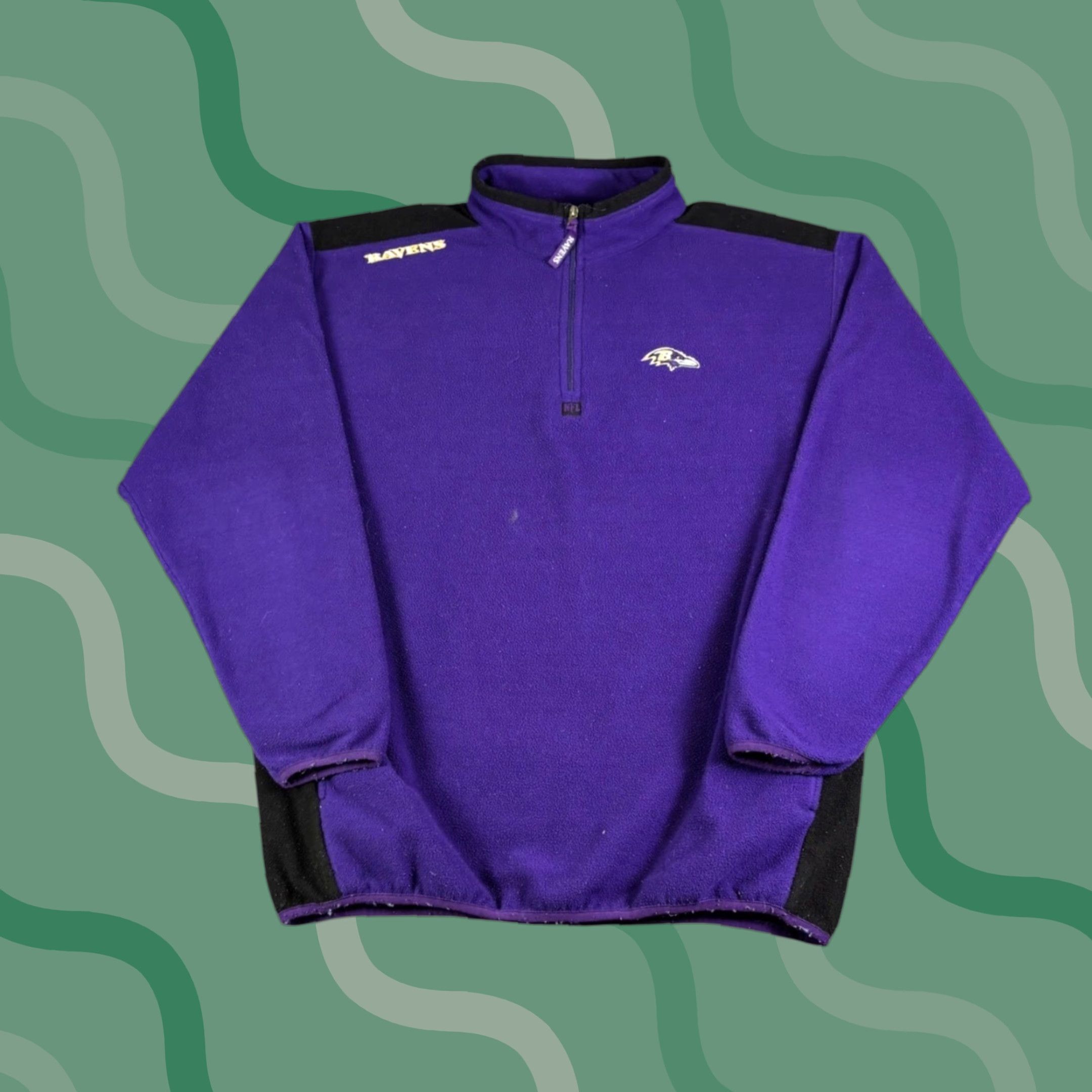 NFL NFL Team Apparel Baltimore Ravens Fleece Quarter Zip Pullover Purple Black Mens XL Size US XL / EU 56 / 4 - 1 Thumbnail