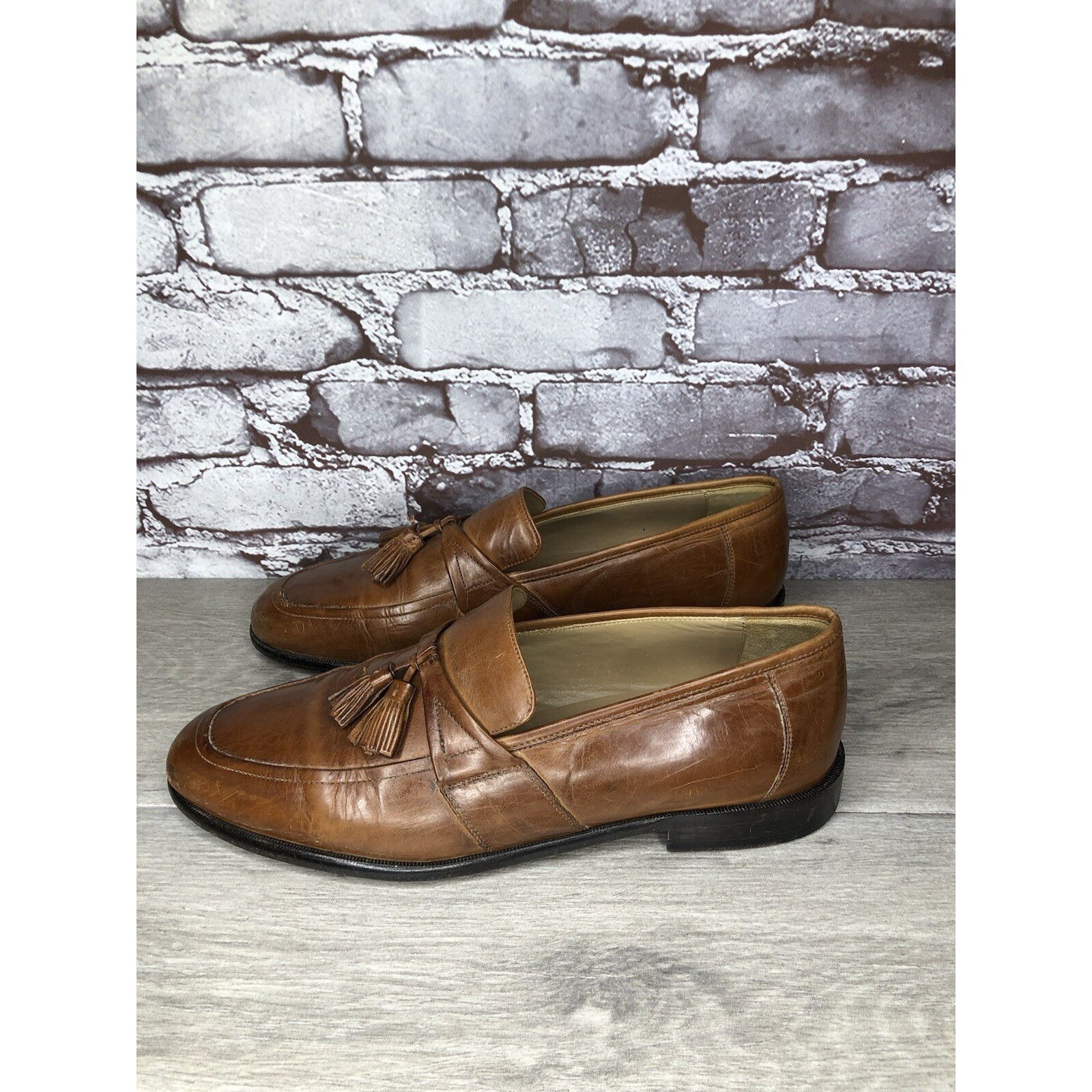 Johnston & Murphy Johnston & Murphy Brown Leather Tassel Loafers Dress Shoes M Size US 11 / EU 44 - 13 Thumbnail