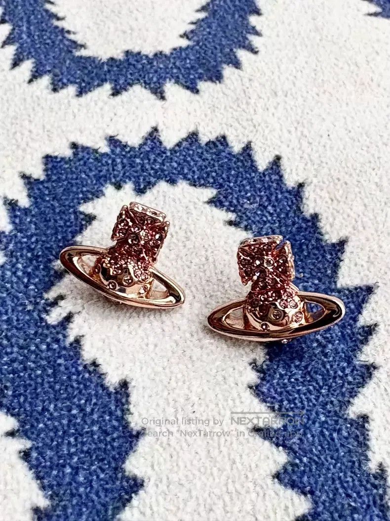 Vivienne Westwood Vivienne Westwood Rose Gold Saturn Stud Earrings Size ONE SIZE - 5 Thumbnail