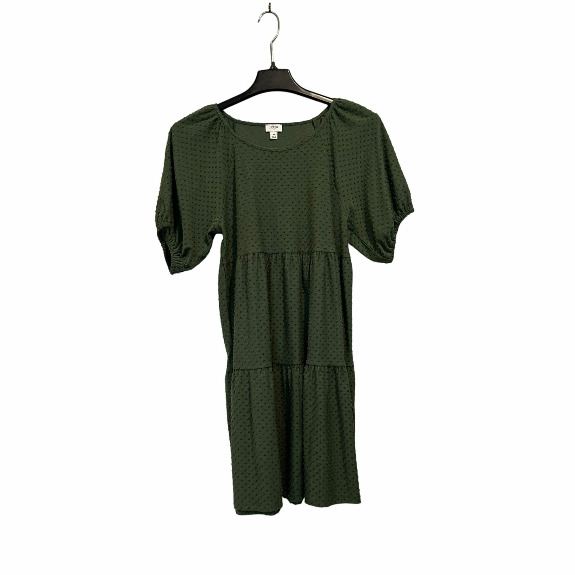 J.Crew Size M Women\'s Casual Green Textured Short Sleeve Dr