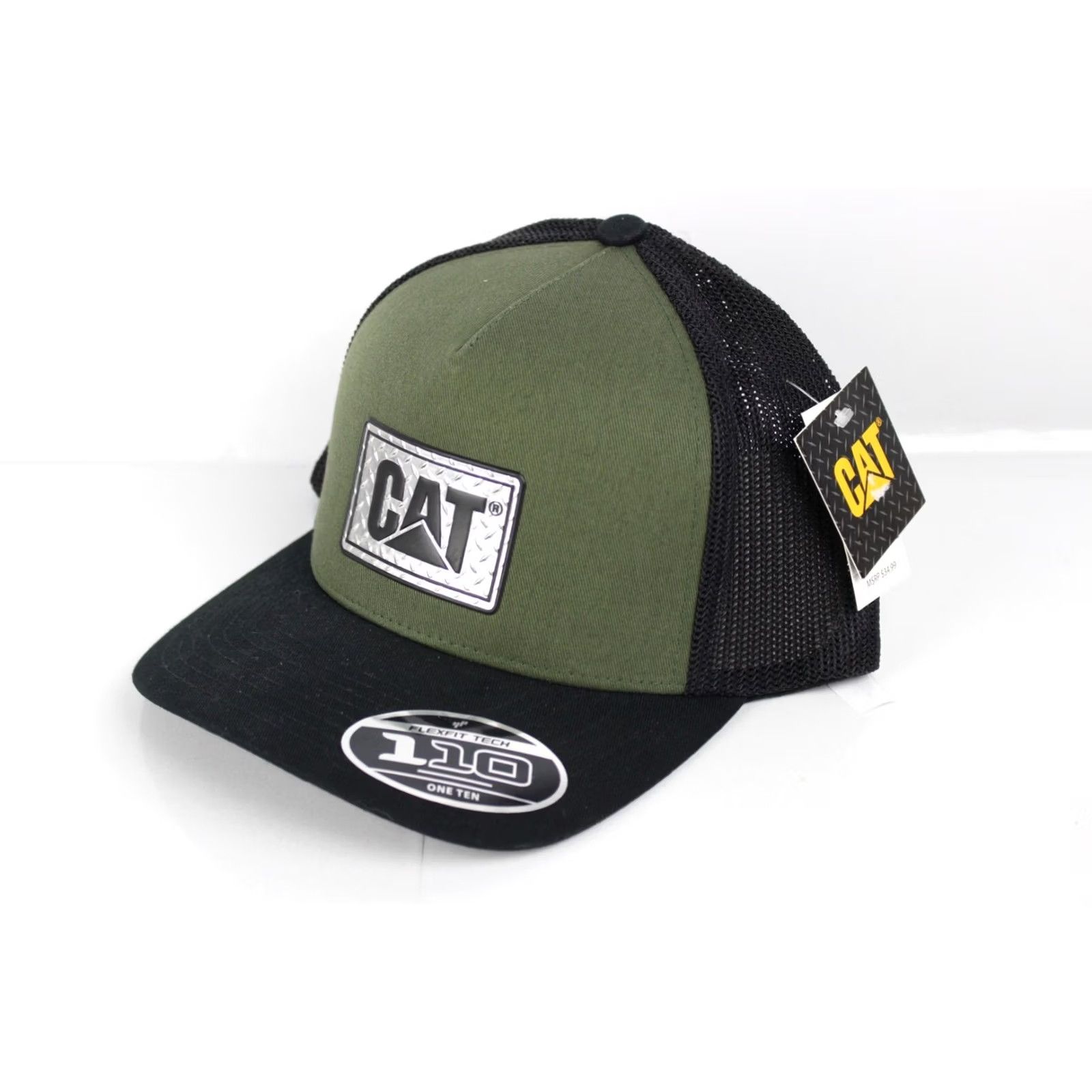 Vintage CAT Caterpillar Men's Snapback Cap Hat One Size Adjustable Army Moss/Black Cotton/Polyester Vintage No Size ONE SIZE - 4 Thumbnail
