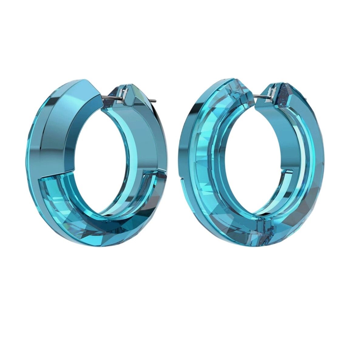 Swarovski Swarovski Hoop Earrings Lucent Blue Aluminum and Crystals Size ONE SIZE - 5 Thumbnail