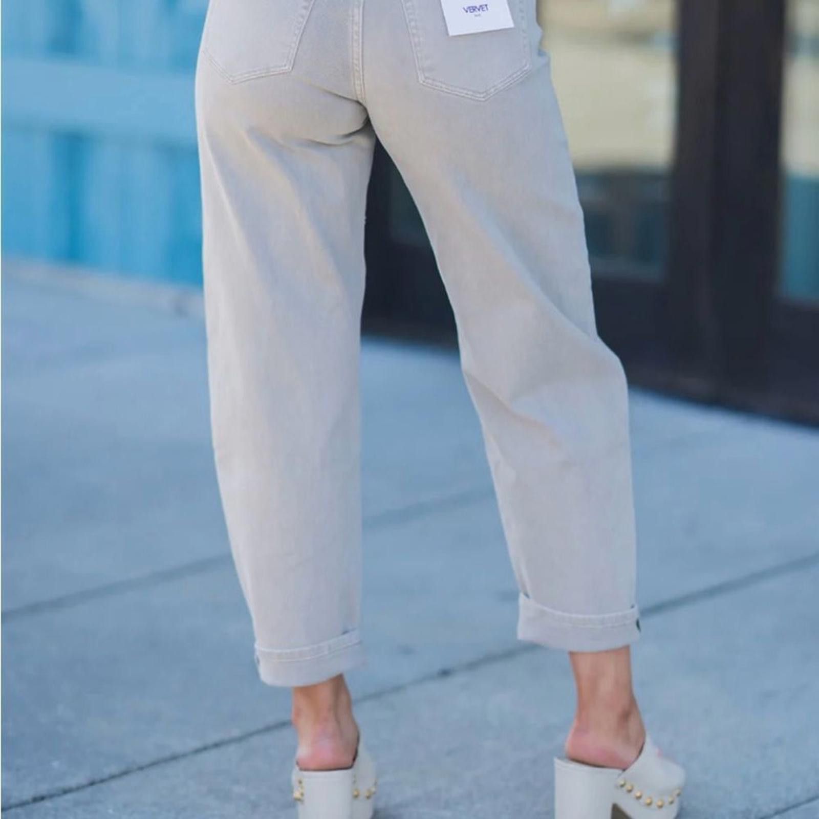 Velvet Vervet. Rocky Barrel Cream-Colored High-Waist Jeans Size 25. Size 25" / US 0 / IT 36 - 3 Thumbnail