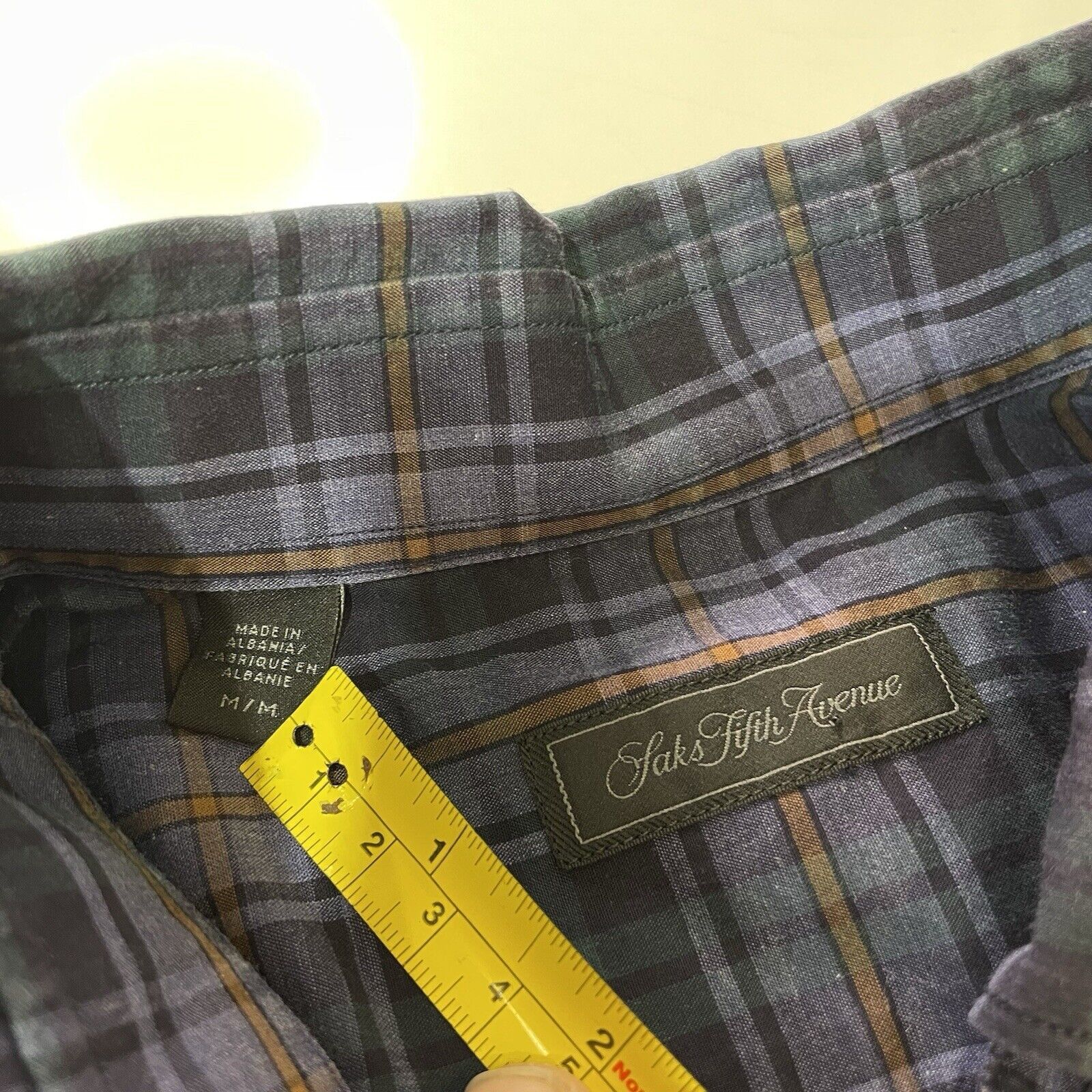 Saks Fifth Avenue Saks Fifth Avenue Men's Casual Shirt Checks Purple Green Med Size US M / EU 48-50 / 2 - 3 Thumbnail