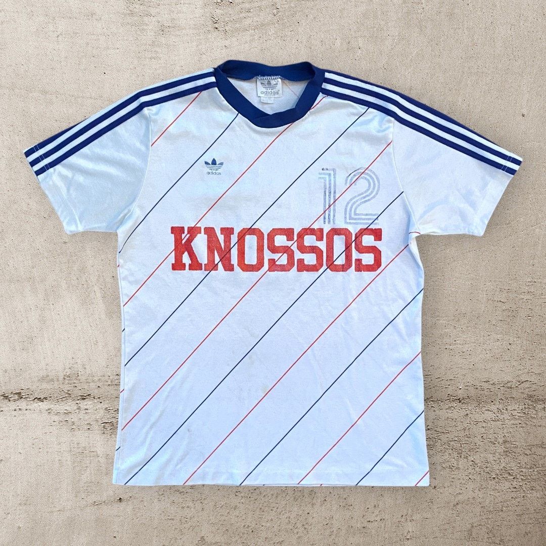 Adidas × Vintage Vintage 80s Adidas Knossos Soccer Football Faded Jersey Size US L / EU 52-54 / 3 - 1 Thumbnail