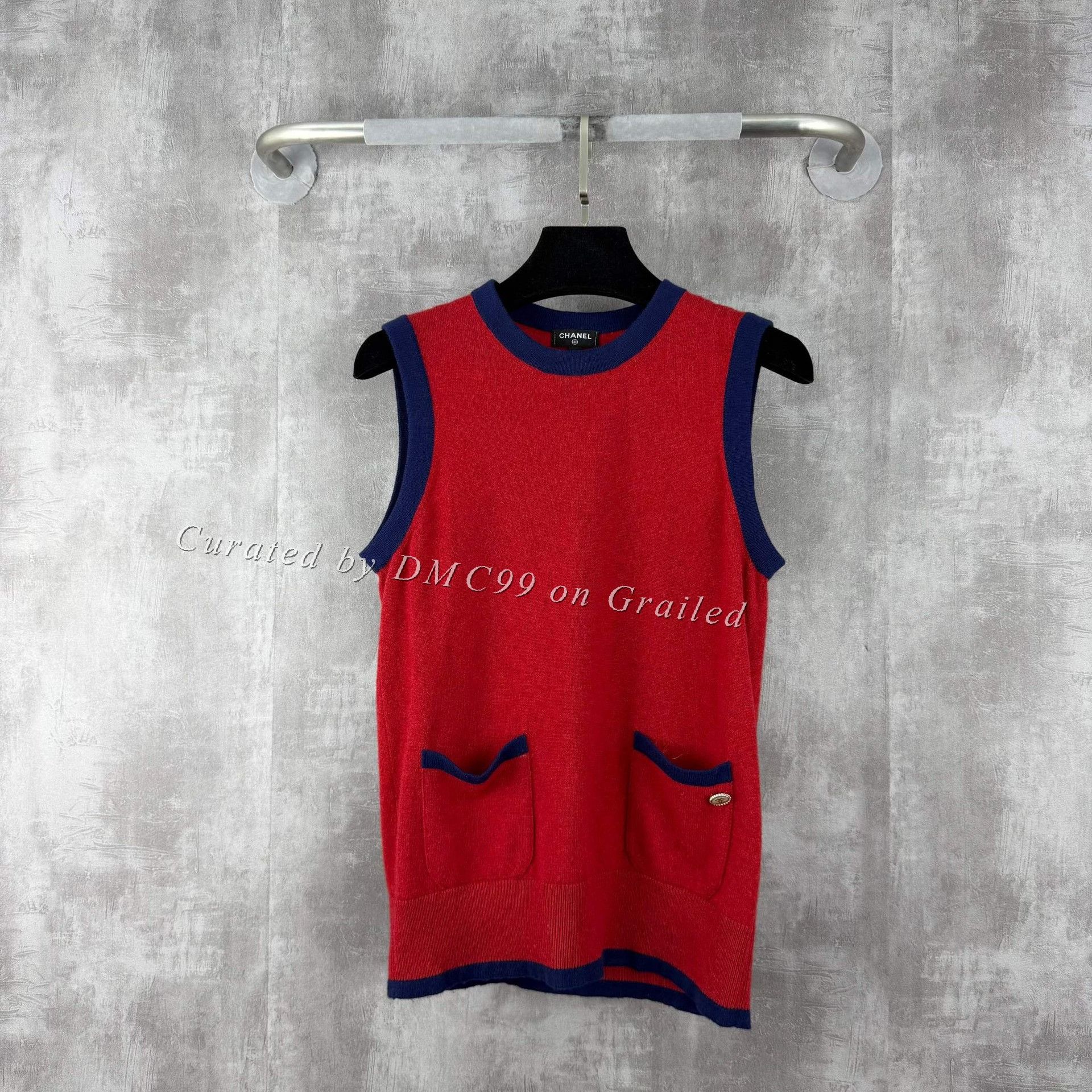 Chanel Chanel Red Blue Double C Cashmere Vest Size XS / US 0-2 / IT 36-38 - 1 Thumbnail